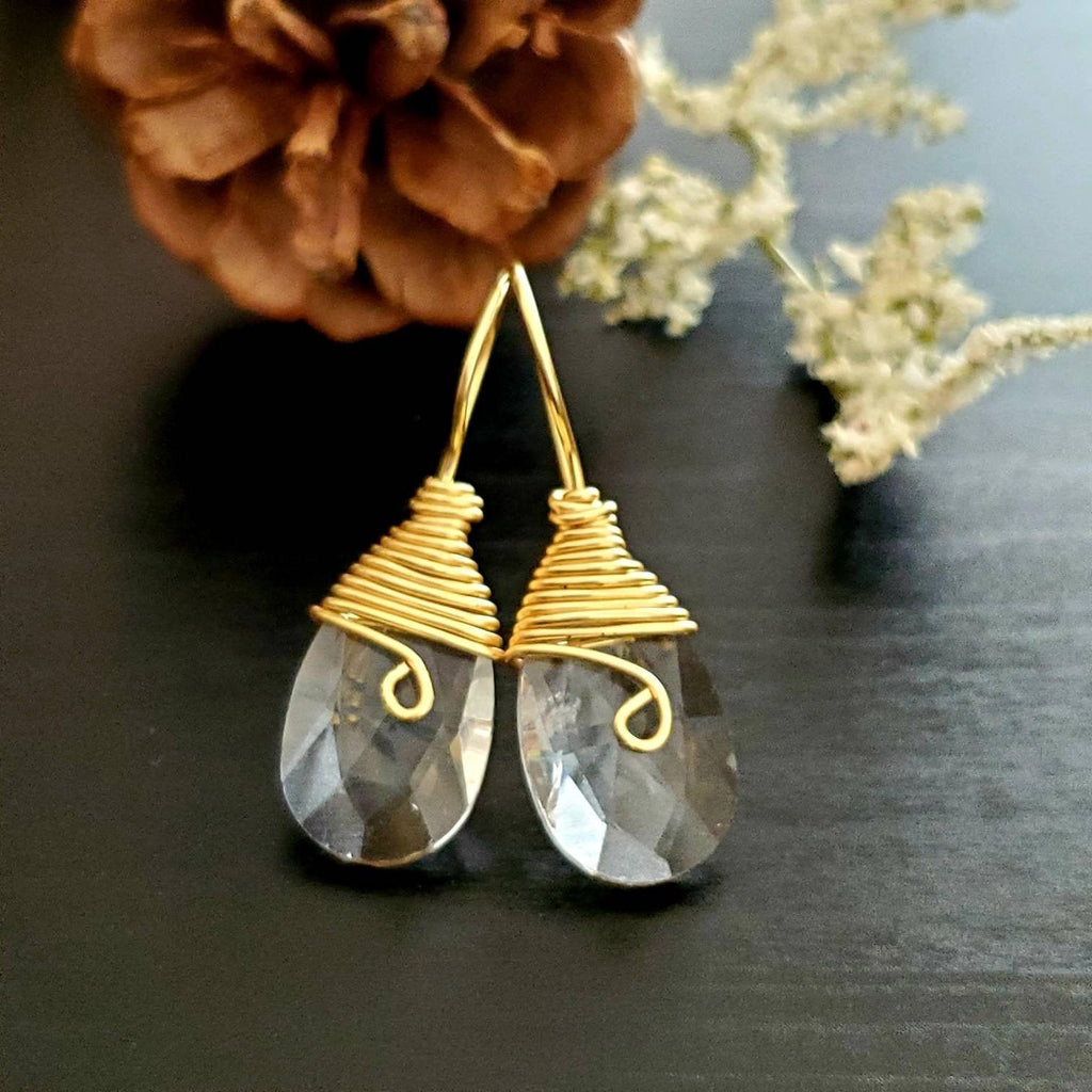 Clear Crystal Teardrop Earrings, Clear Quartz Earrings Silver, Clear Quartz Earrings, Bohemian Teardrop Earrings, Teardrop Crystal Earrings