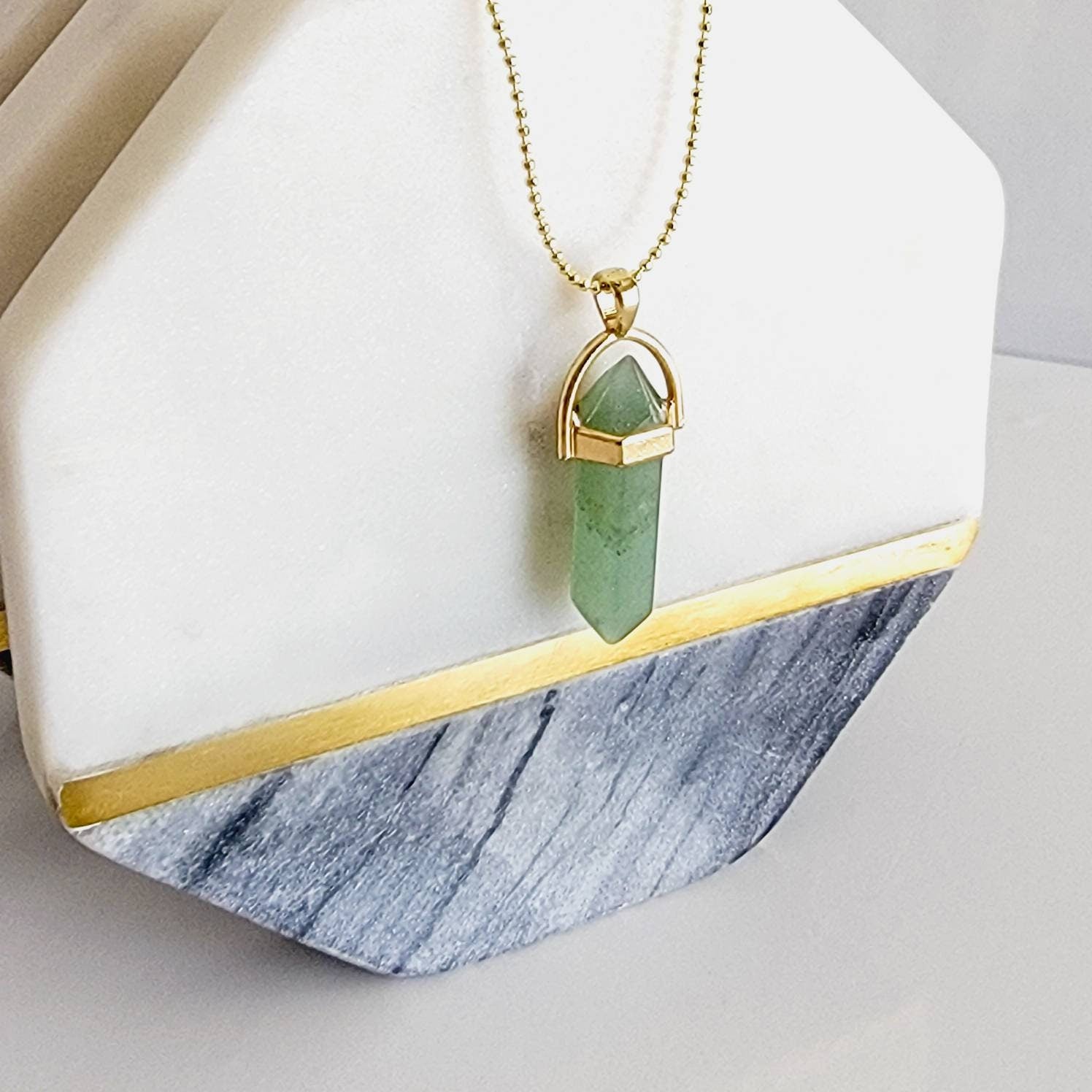 Green aventurine necklace, Thin chain necklace, chain necklace, necklace minimalistic, charming necklace, gifted for  her, giftful sister