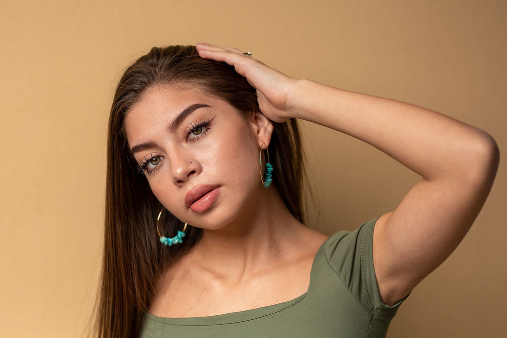 Turquoise hoop earrings, Large thin hoop earrings, big hoops, extra thin hoop, gold thin hoop, thin gold hoops everyday earrings