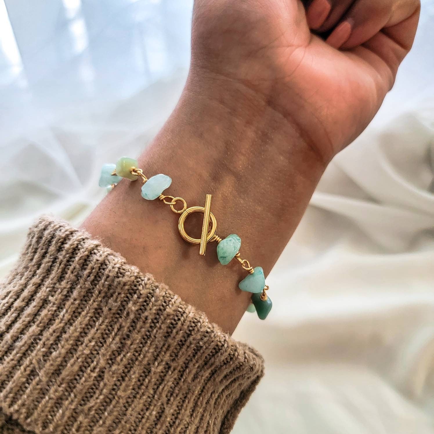 Amazonite Bracelet, minimalist bracelete, dainty bracelete, Healing protective bracelets, bracelet-gifted, spiritual crystal bracelets