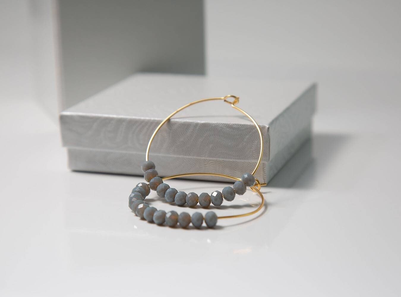 Large Crystal hoop earrings, Gold filled hoop earrings, Thin hoop earrings, Dainty hoop earrings, minimalistic earrings, earrings gifted