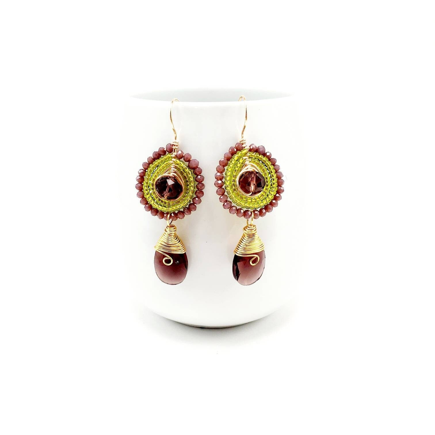 Bead Dangle Earrings, Bead drop earrings, Seed bead earrings, native earrings, miyuki bead earrings, miyuki earrings, wire wrapped earring