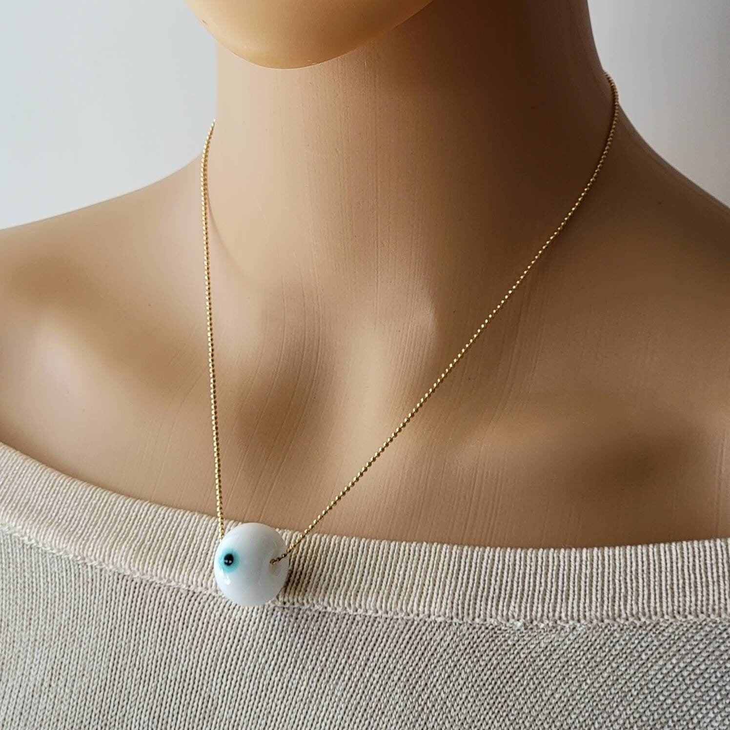 Evil eye necklace, protective necklace, glass evil eye necklace, evil eye pendant, grounding necklace, protection necklace, healing necklace