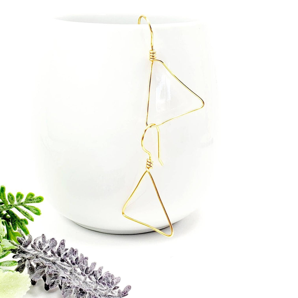 Triangle hoop earrings, Dainty hoop earrings, Thin gold hoop earrings, Large geometric earrings, minimalist earrings, unique earrings