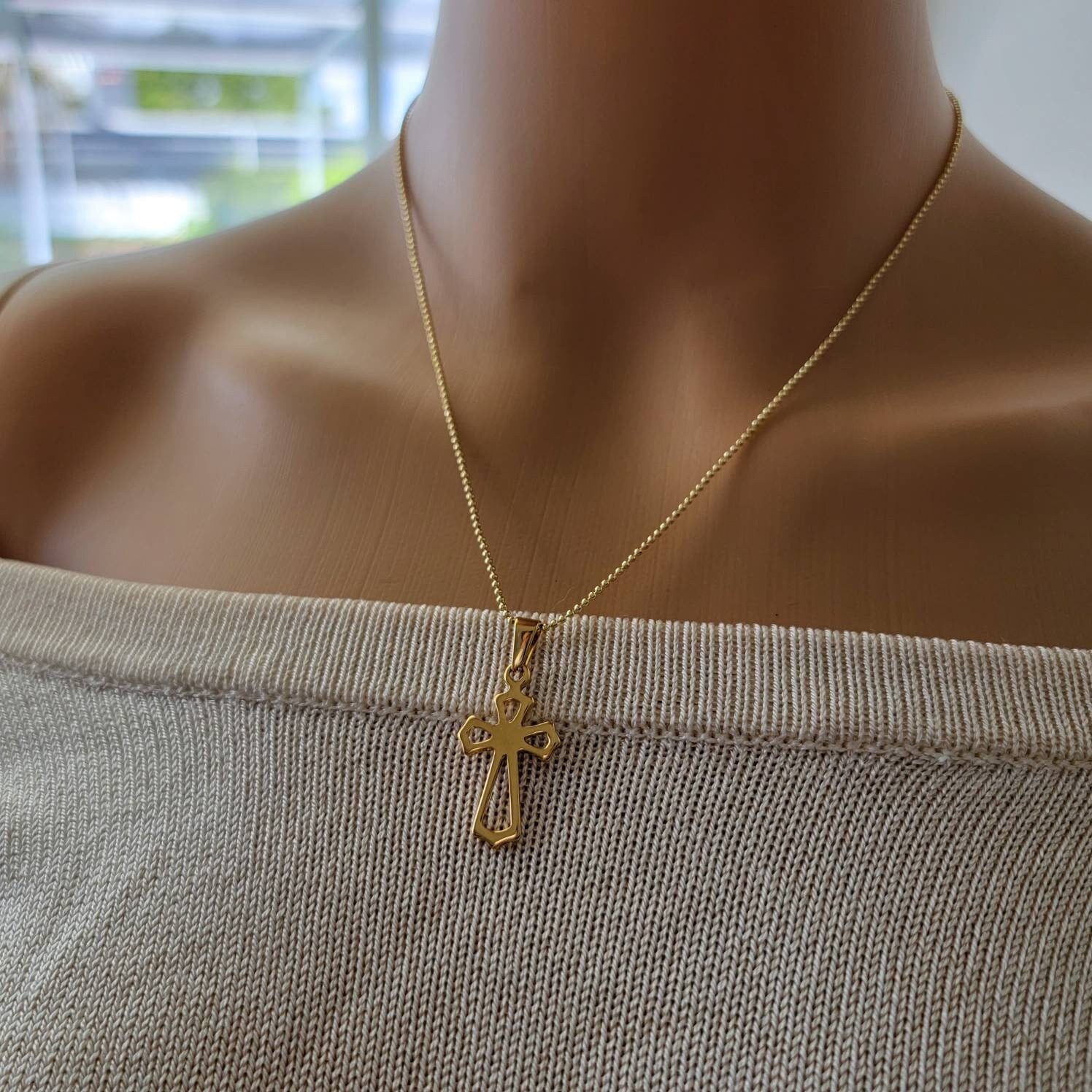 Cross necklaces gold, necklace minimalistic, thin chain necklace, Dainty cross necklace, cross necklace gifts, gifted jewelry necklace