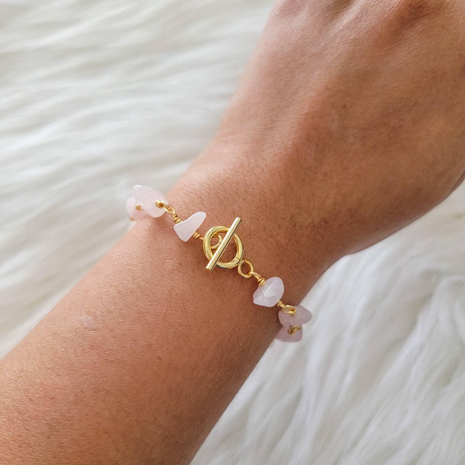 Rose quartz bracelet, bracelet minimalistic, love stone bracelet, wedding-gift-bracelet,mothers days gifted,wife  gifted,anniversary giftful
