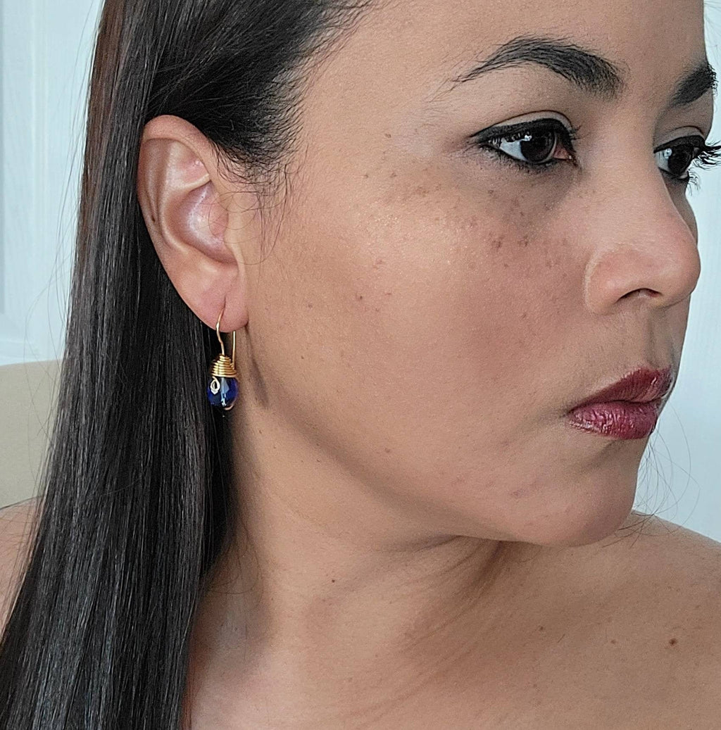 Teardrop crystal Earrings, Deep navy blue, Bridal blue earrings, Bridesmaids earrings, royal blue earrings, navy earrings, Something blue