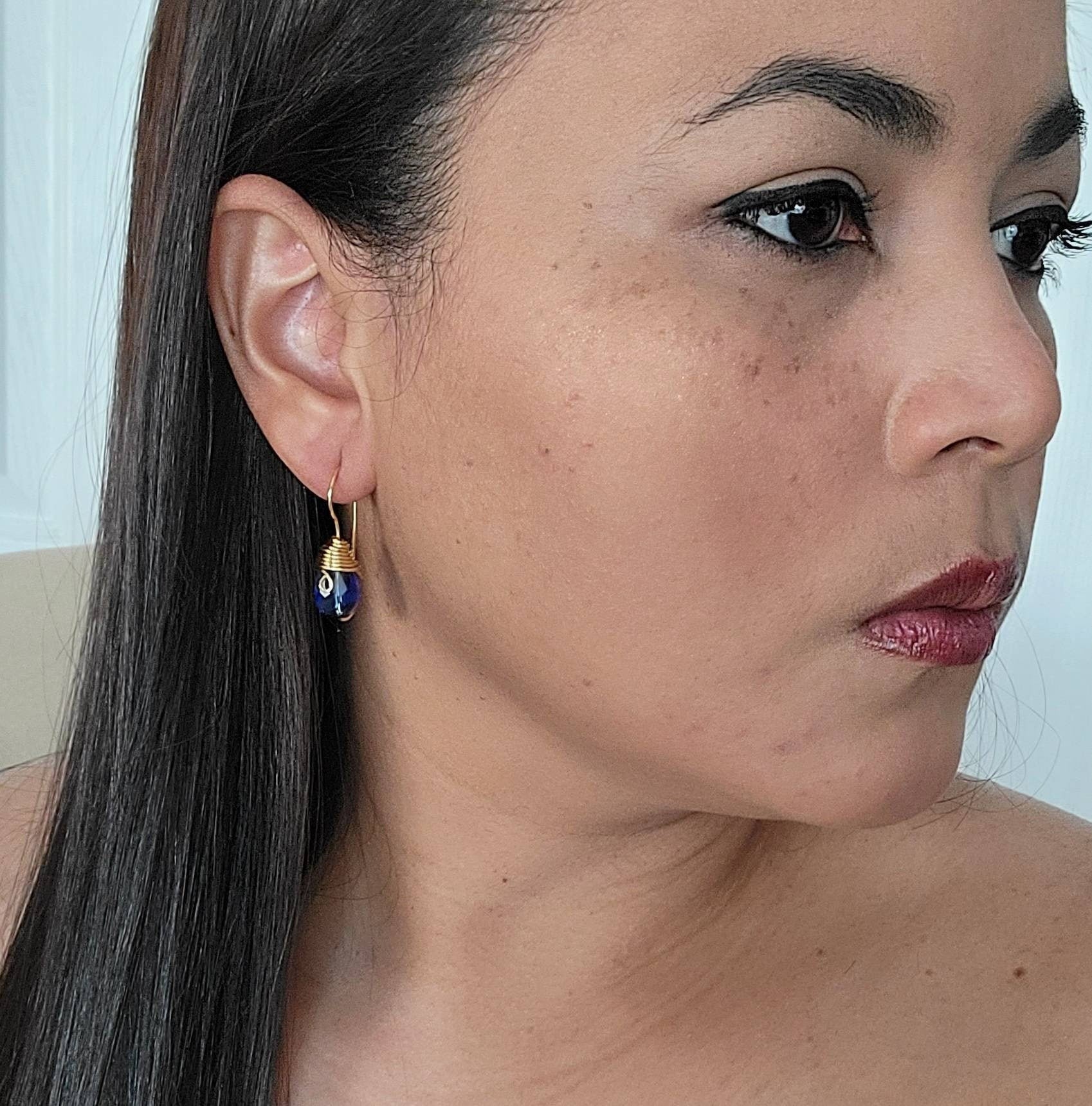 Teardrop crystal Earrings, Deep navy blue, Bridal blue earrings, Bridesmaids earrings, royal blue earrings, navy earrings, Something blue