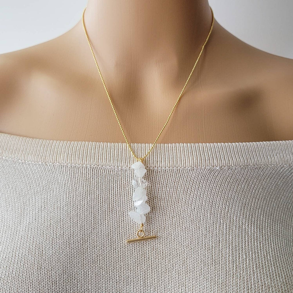 CLEAR QUARTZ necklace, Raw crystal necklace, Large raw crystal necklace, Birthstone Necklace, gifte christmas gifte, mothers necklace