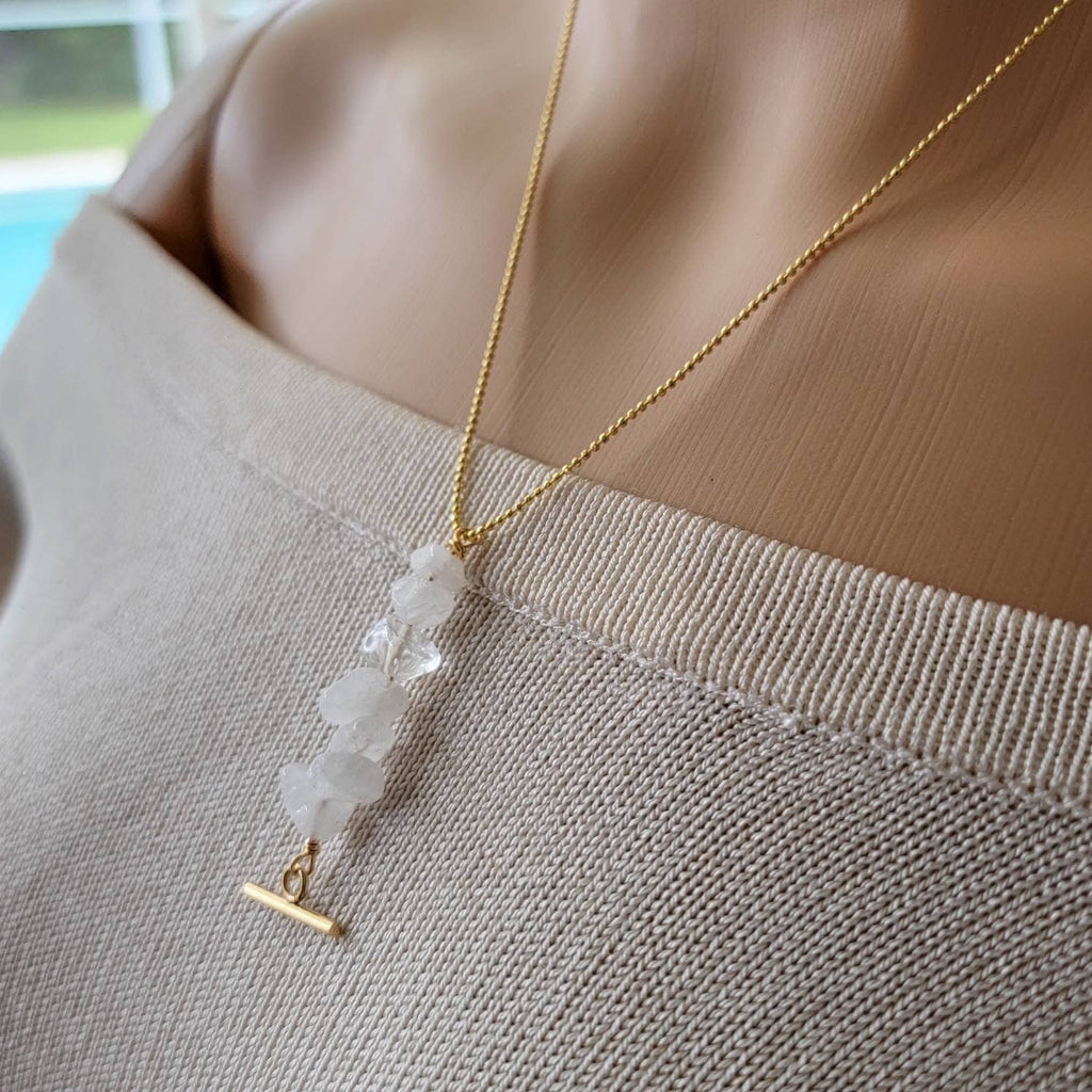 CLEAR QUARTZ necklace, Raw crystal necklace, Large raw crystal necklace, Birthstone Necklace, gifte christmas gifte, mothers necklace