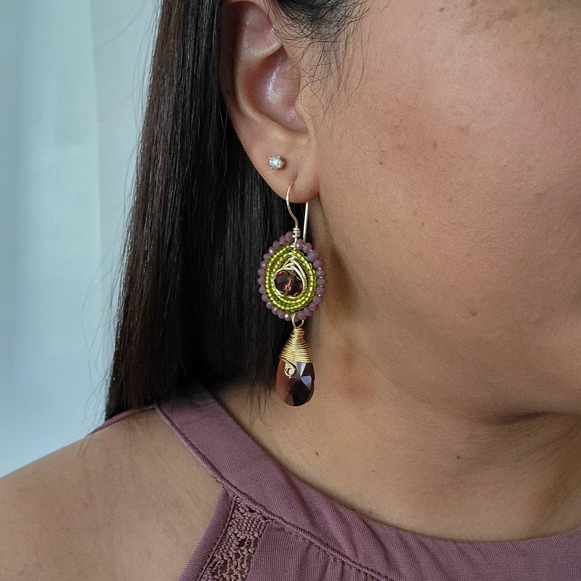 Bead Dangle Earrings, Bead drop earrings, Seed bead earrings, native earrings, miyuki bead earrings, miyuki earrings, wire wrapped earring
