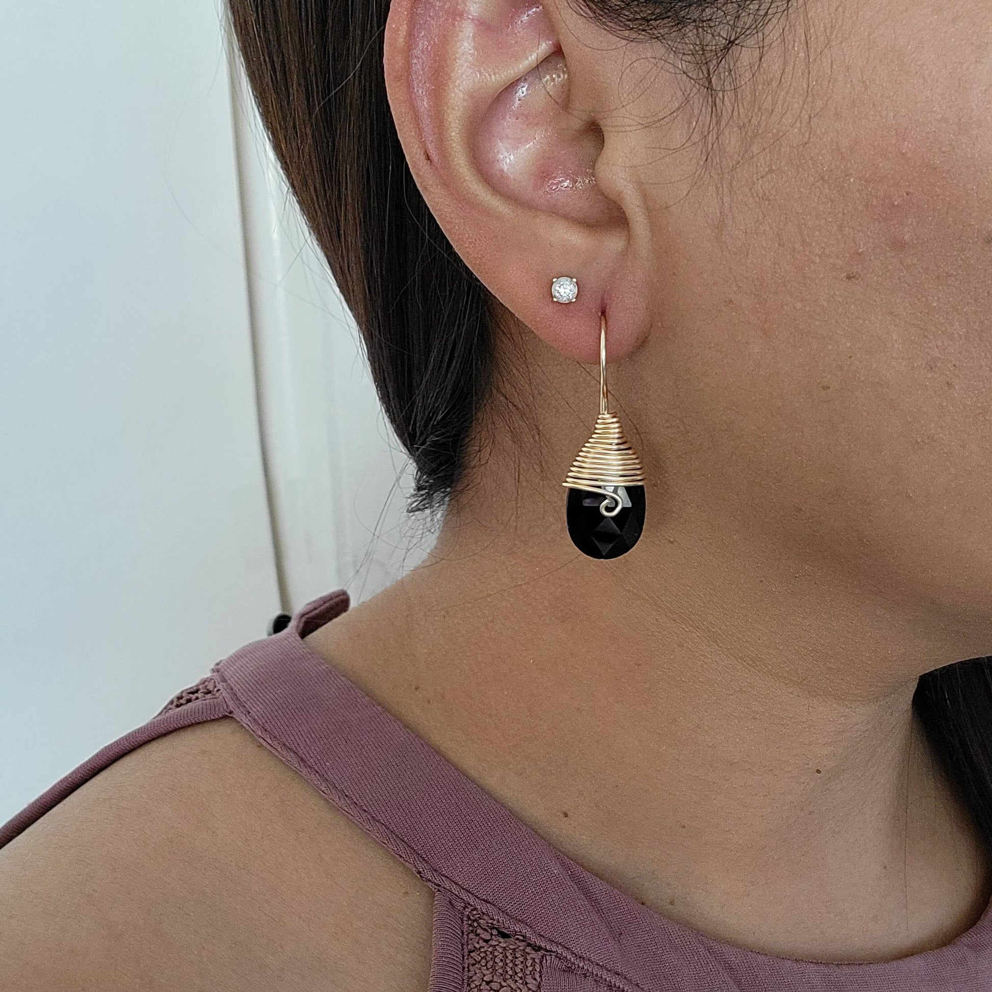 Black Drop Earrings, Black Crystal Onyx Earrings, Teardrop Crystal Earrings, Black Dangly Earrings, Black Statement Earrings, Stone Earrings