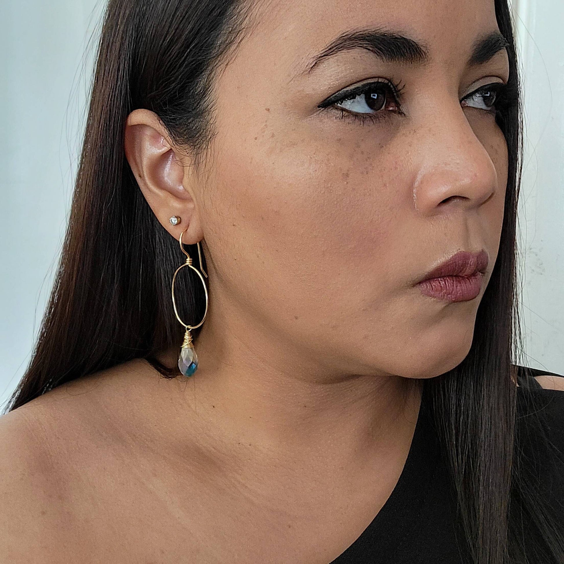 Crystal hoop earrings, Large hoop earrings, Hoop earrings with charm, Gold hoop earrings, Dainty hoop earrings, christmas giftful for mom