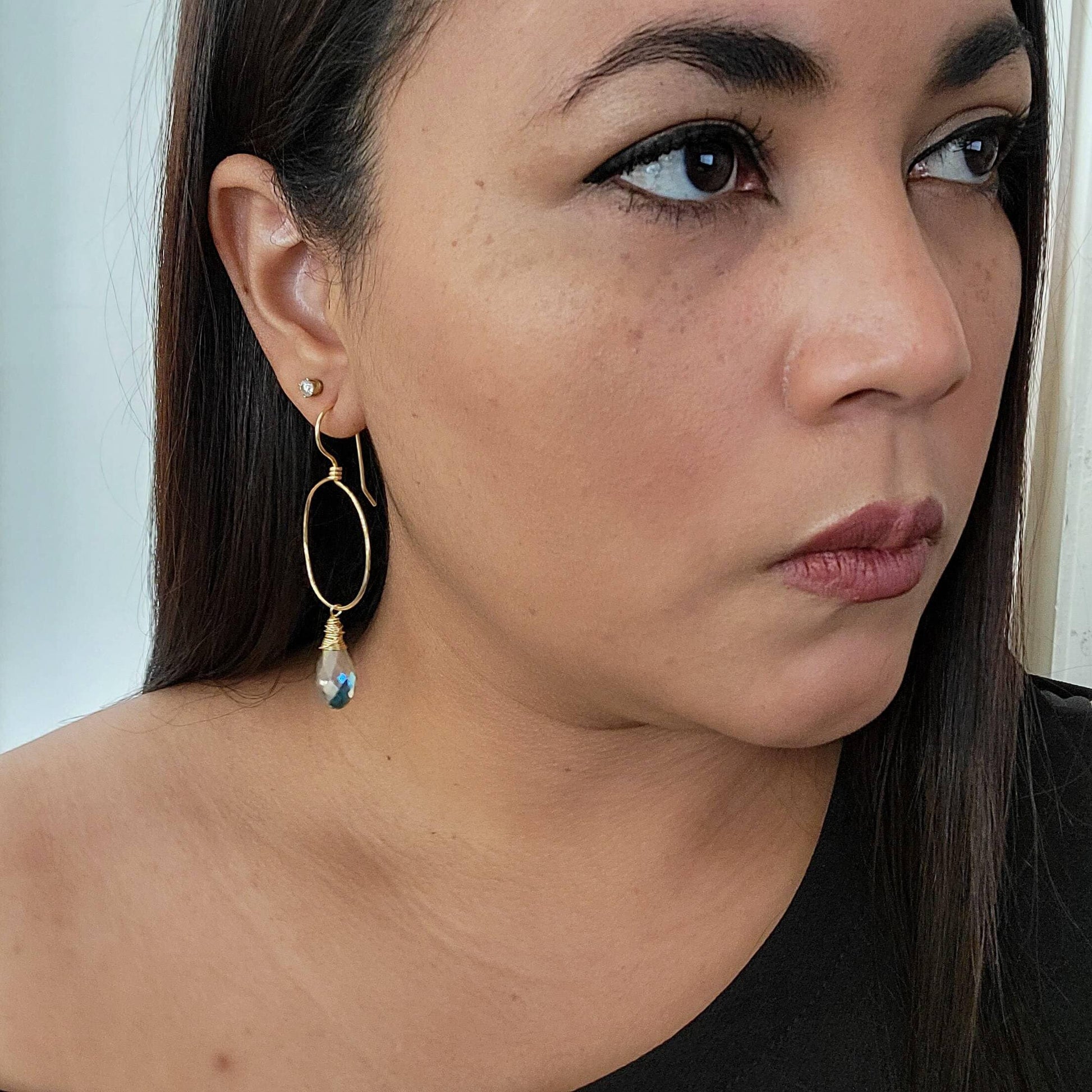 Crystal hoop earrings, Large hoop earrings, Hoop earrings with charm, Gold hoop earrings, Dainty hoop earrings, christmas giftful for mom