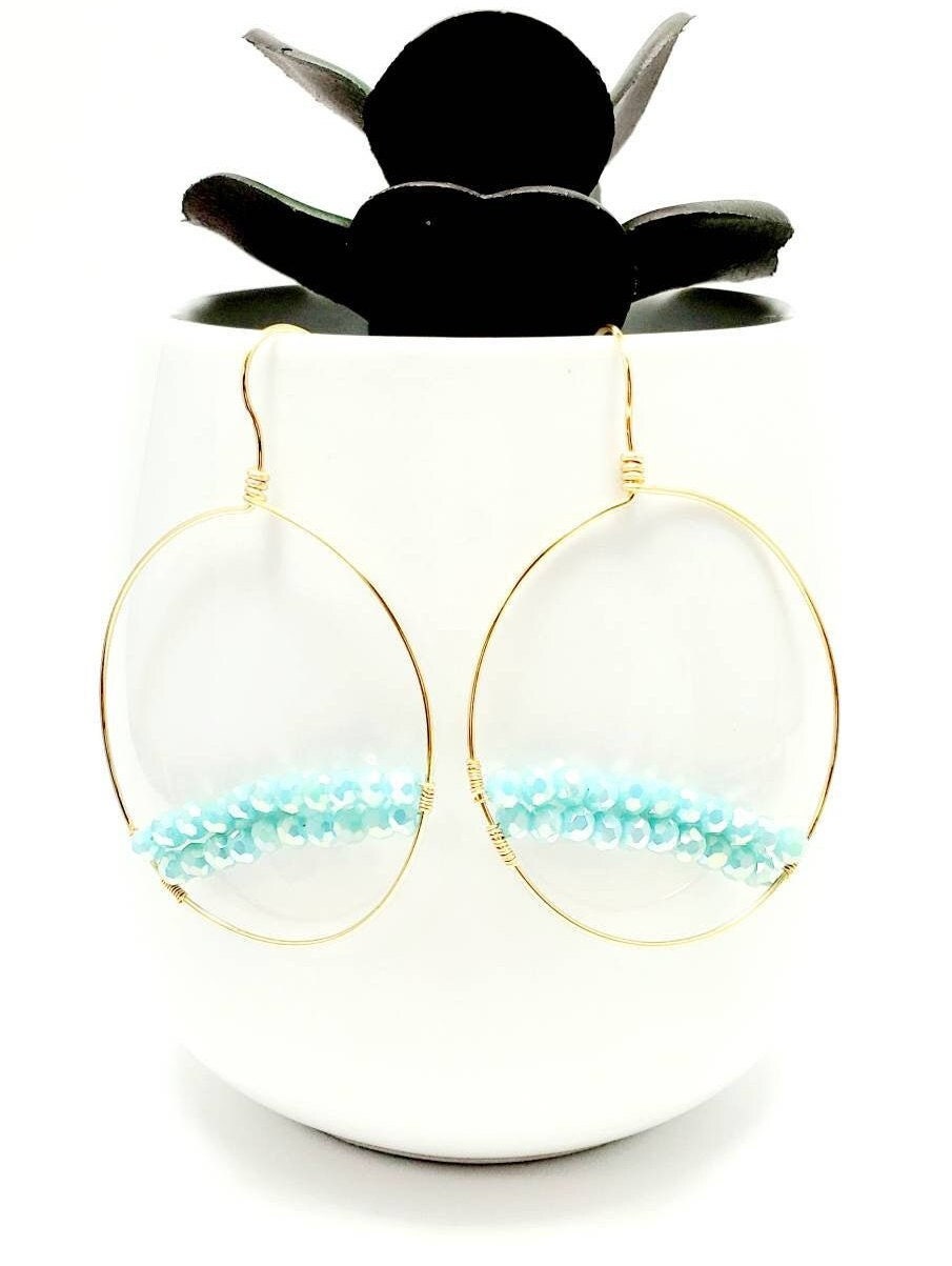 Hoop charms, Dainty earrings, Crystal hoop earrings, Trendy hoop, Something blue, Gold hoop earrings, Stacking earrings, Everyday hoops