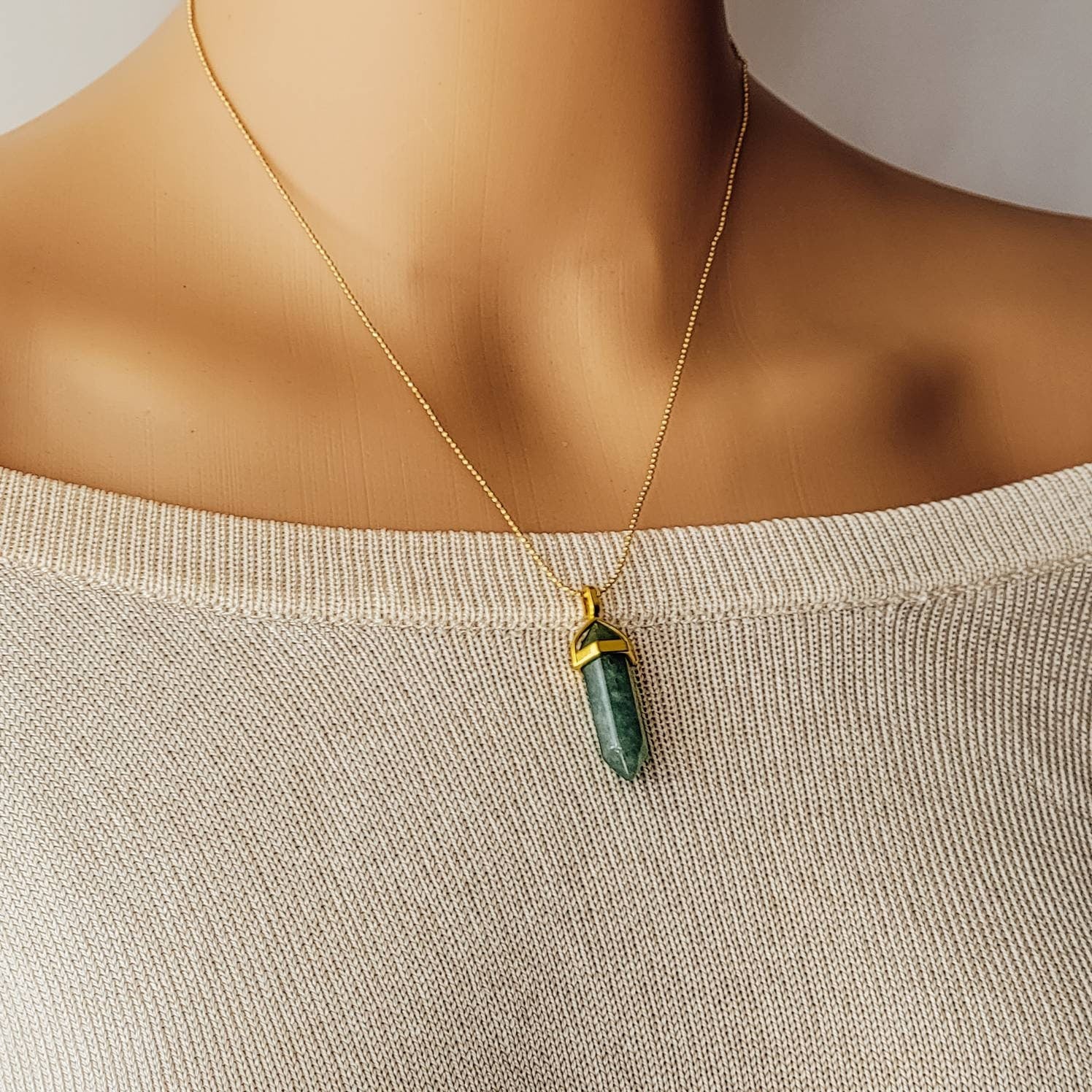 Green aventurine necklace, Thin chain necklace, chain necklace, necklace minimalistic, charming necklace, gifted for  her, giftful sister
