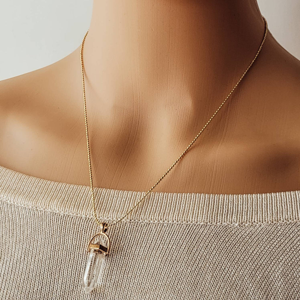 Clear Quartz Necklace, Clear Quartz Point Necklace, minimaliste necklace, mom dainty necklace, Healing crystal necklace,  giftful necklace