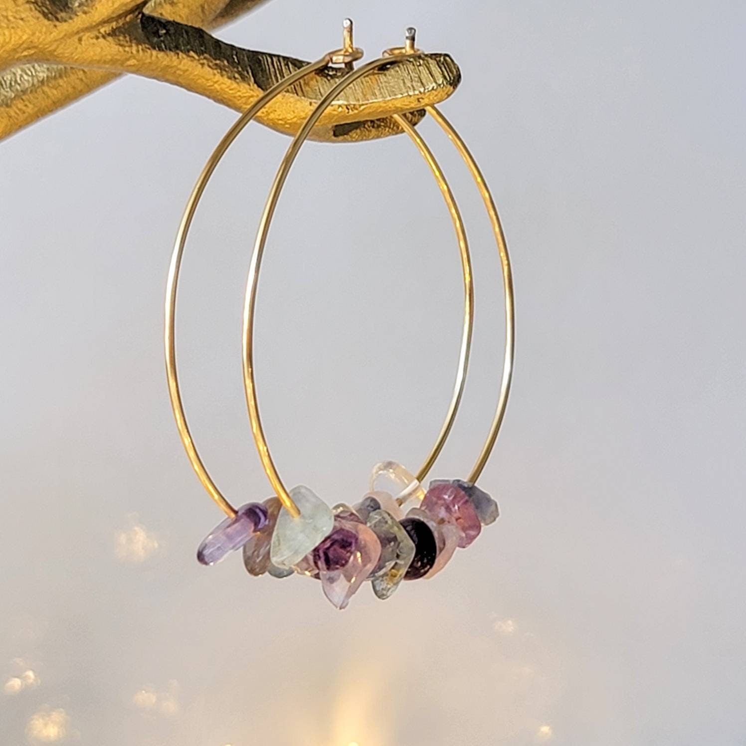 Turquoise hoop earrings, Large thin hoop earrings, Thin hoop earrings, Large hoop earrings, Gold filled hoop earrings, Round Hoop Earrings