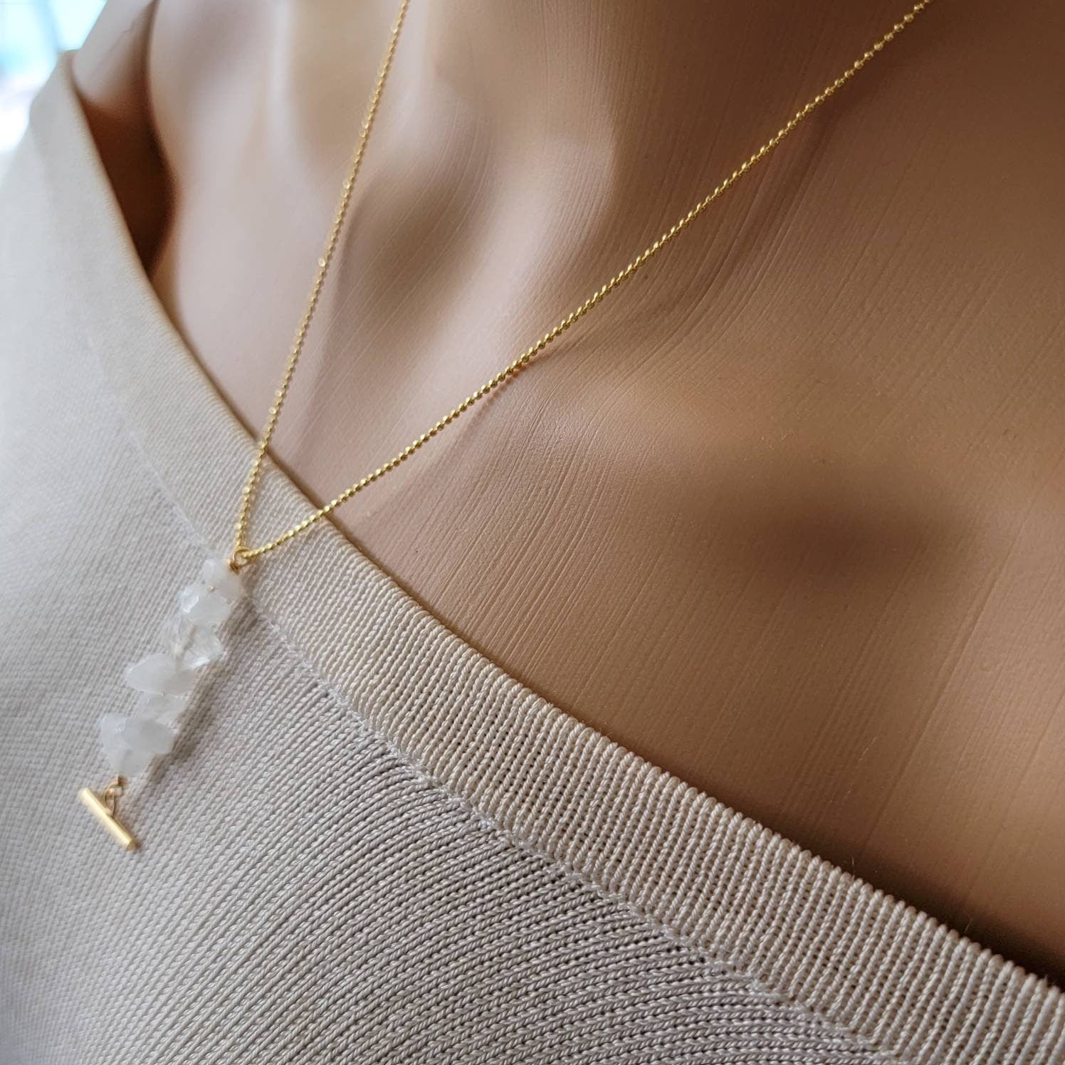 CLEAR QUARTZ necklace, Raw crystal necklace, Large raw crystal necklace, Birthstone Necklace, gifte christmas gifte, mothers necklace
