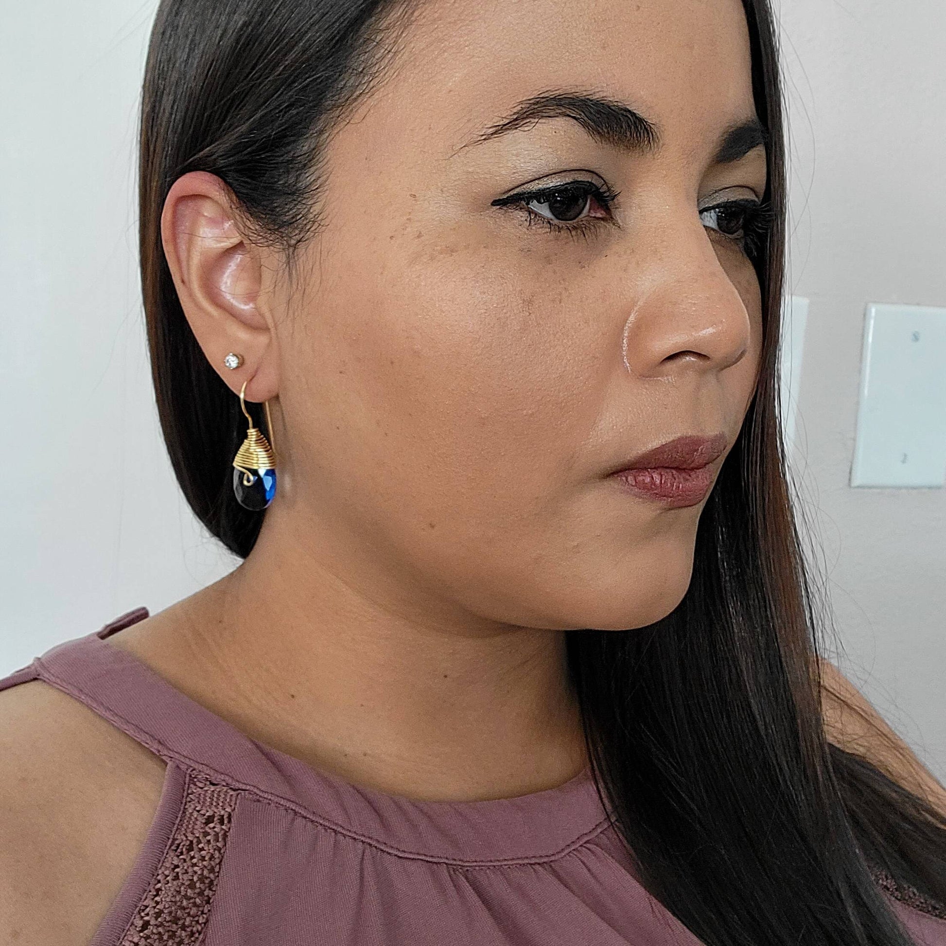 Blue drop earrings, Long teardrop earrings, Crystal dangling earrings, Bridal earrings, Blue earrings, Long crystal teardrop earrings