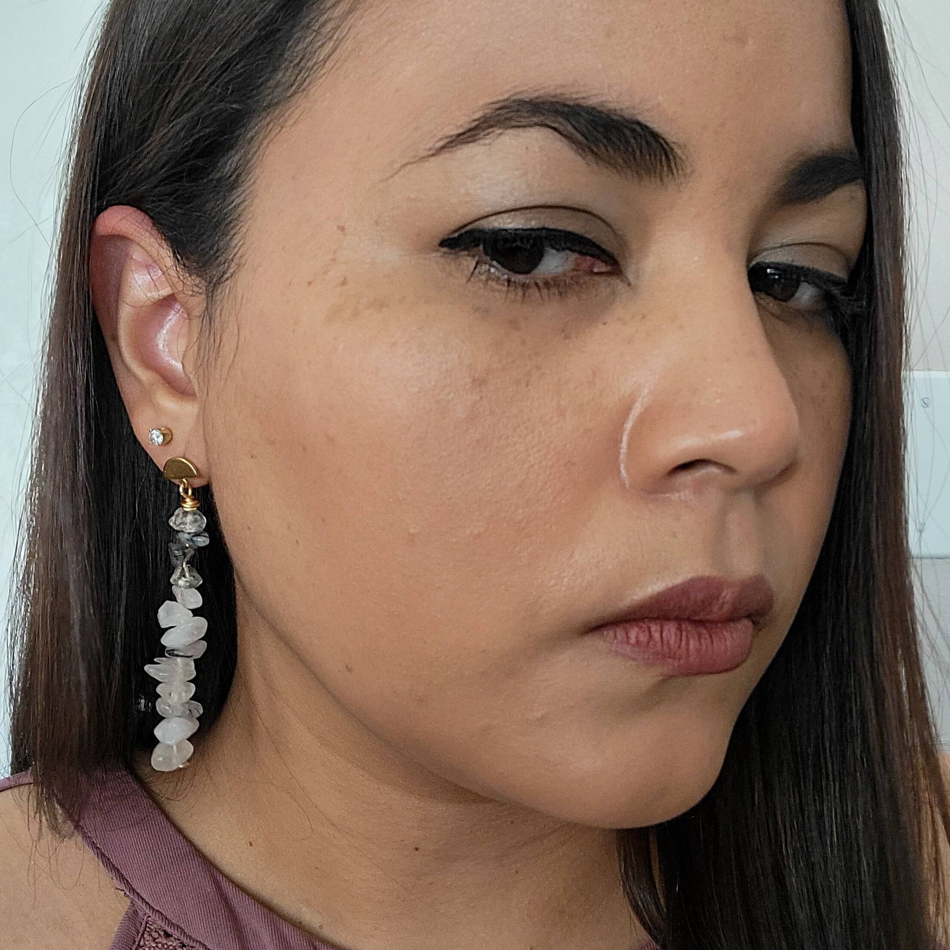 AVENTURINE earrings, Thread earrings, Raw crystal earrings, Raw gemstone earrings, Raw stone earrings, Mom earrings, Healing stones,