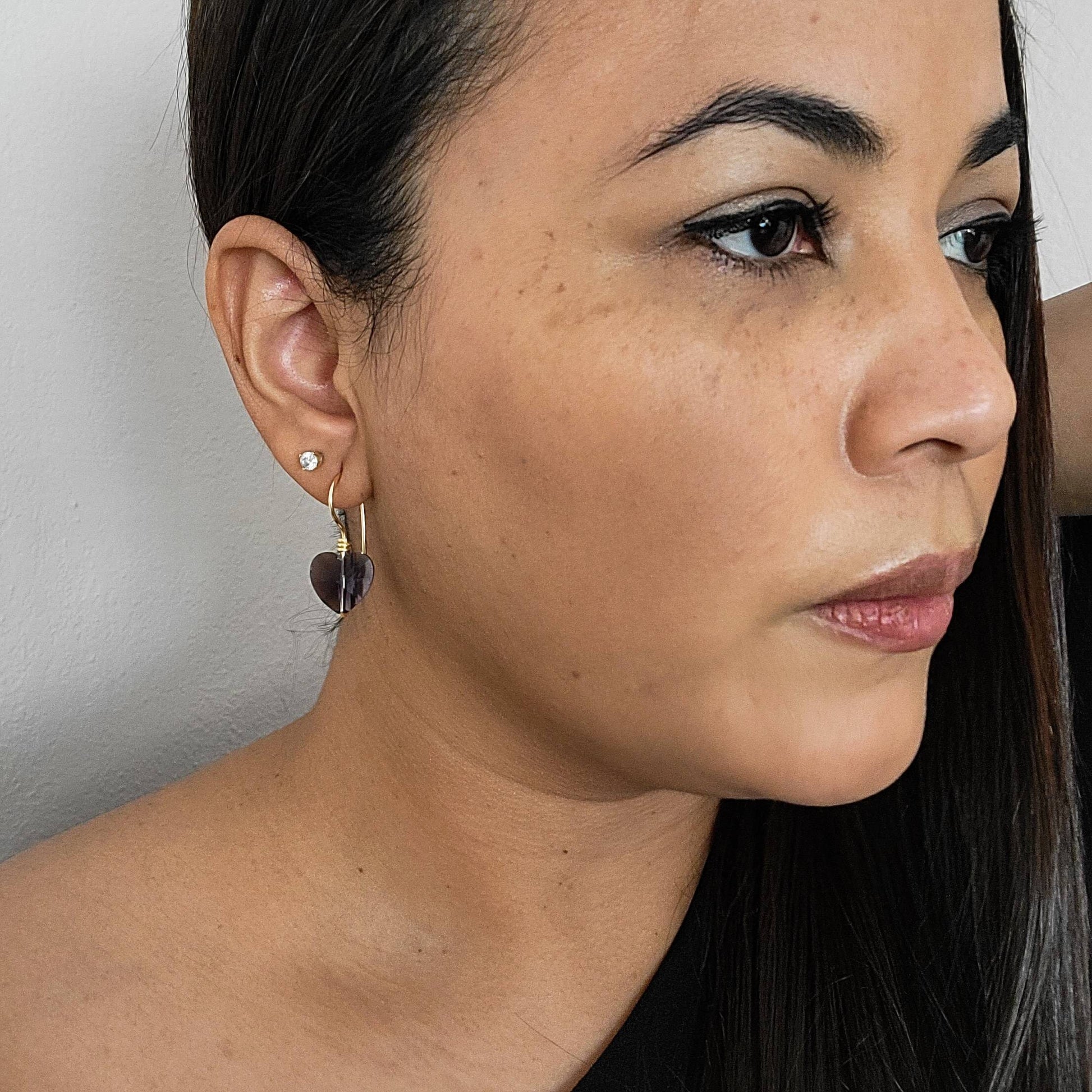 Heart Crystal Earrings, Tiny drop earrings, Heart Dangle Earrings, Crystal Heart Earrings, Love Crystal Earrings, Crystal Earrings Gift