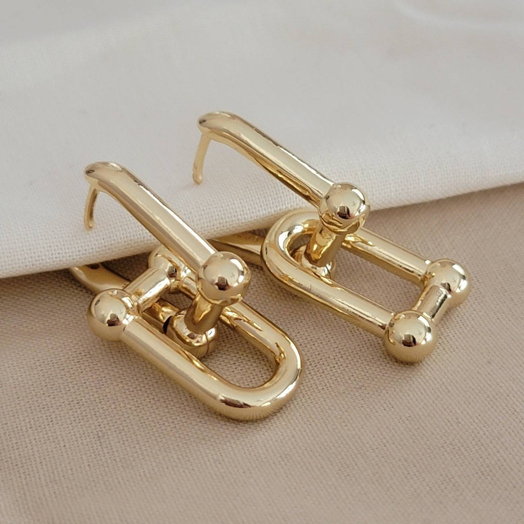 U-Link Hoop Earrings, U-Shape Earrings, Chunky hoop earrings, Chain link earrings, Gold chunky hoop earrings, Thick gold hoop earrings gift