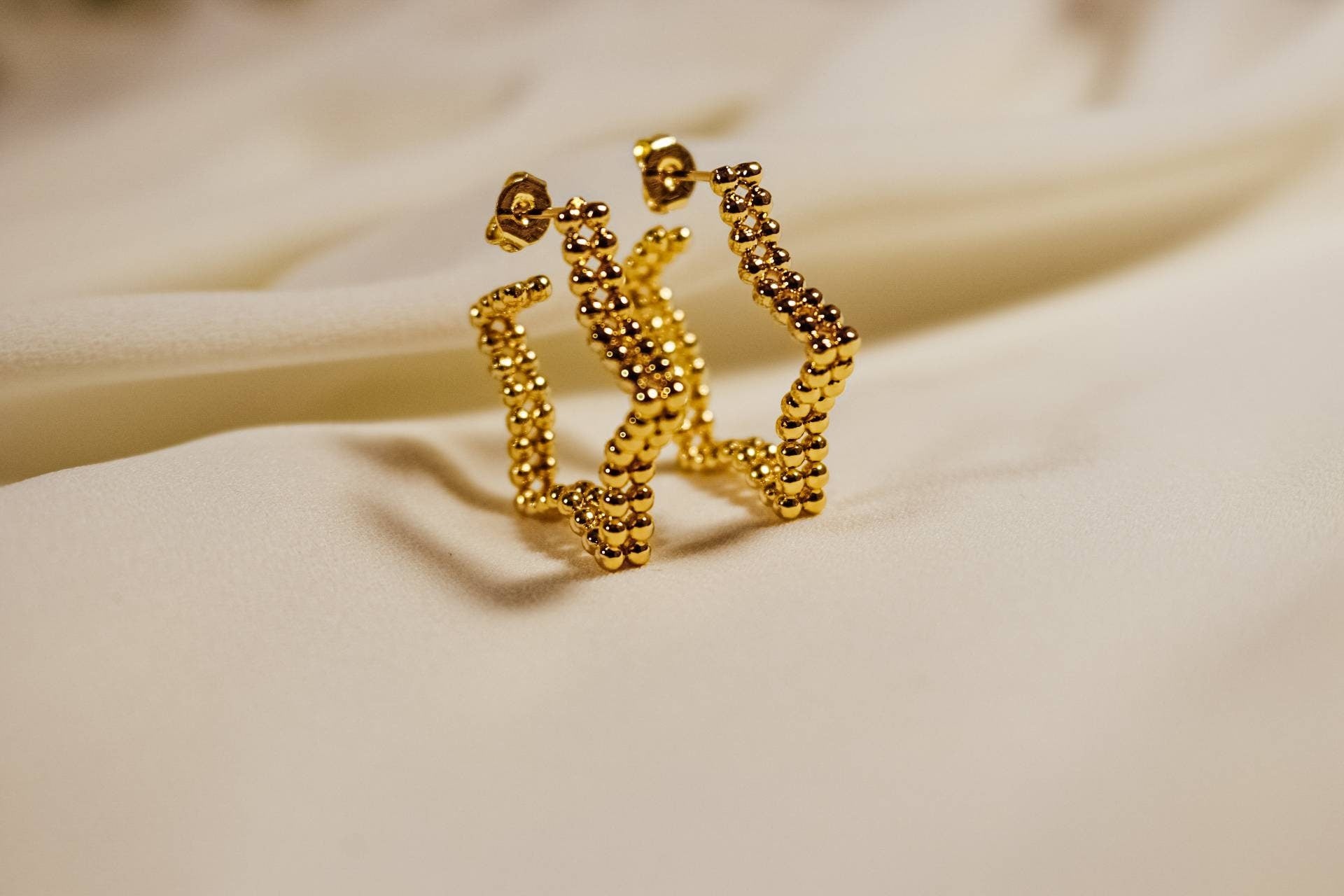 STAR HOOP EARRINGS - Small Gold Hoop Earrings, Dainty Style