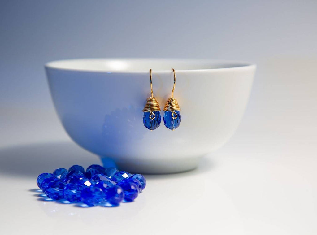 Teardrop crystal Earrings, Deep navy blue, Bridal blue earrings, Bridesmaids earrings, royal blue earrings, navy earrings, Something blue
