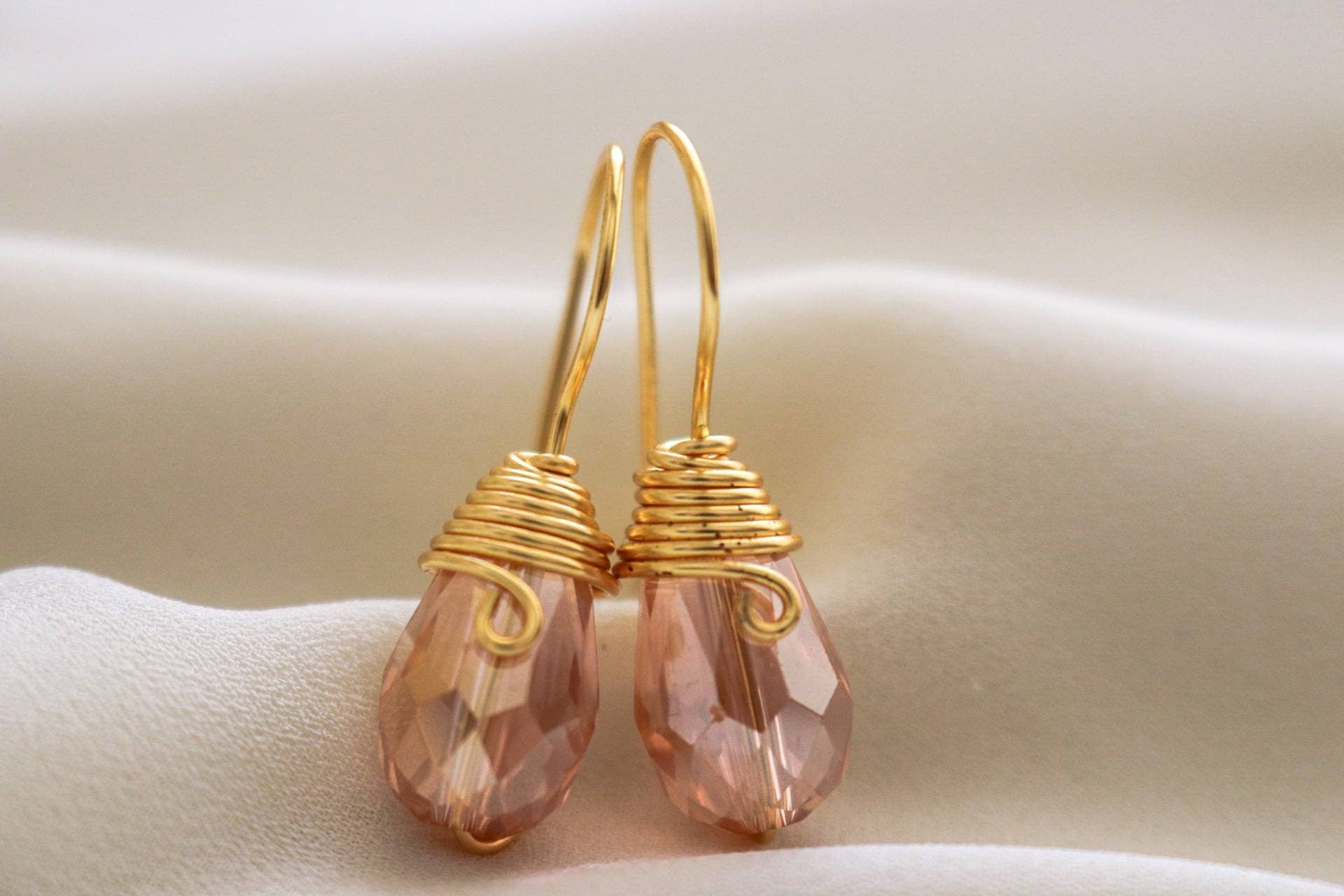 Teardrop earrings, Blush pink earrings, Teardrop earrings, Waterdrop earrings, Light pink earrings, Tiny drop Earrings, Tear drop earrings
