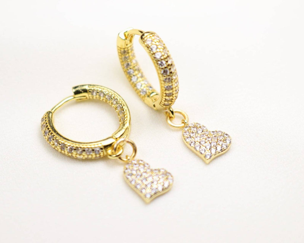 Heart hoop earrings, Gold minimalistic earrings, Dainty hoop huggie earrings, valentin earrings, anniversary gifte, giftful gifted gift