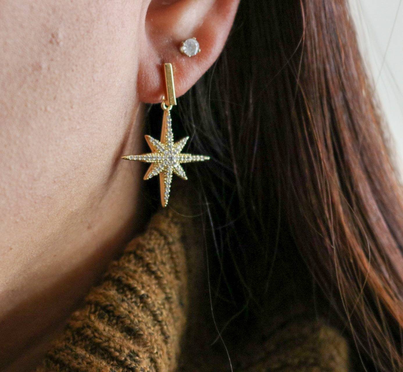 Starburst Earrings drop, Starburst earrings, Star earrings, Celestial Earrings, north star earrings, valentines giftful, giftful valentines
