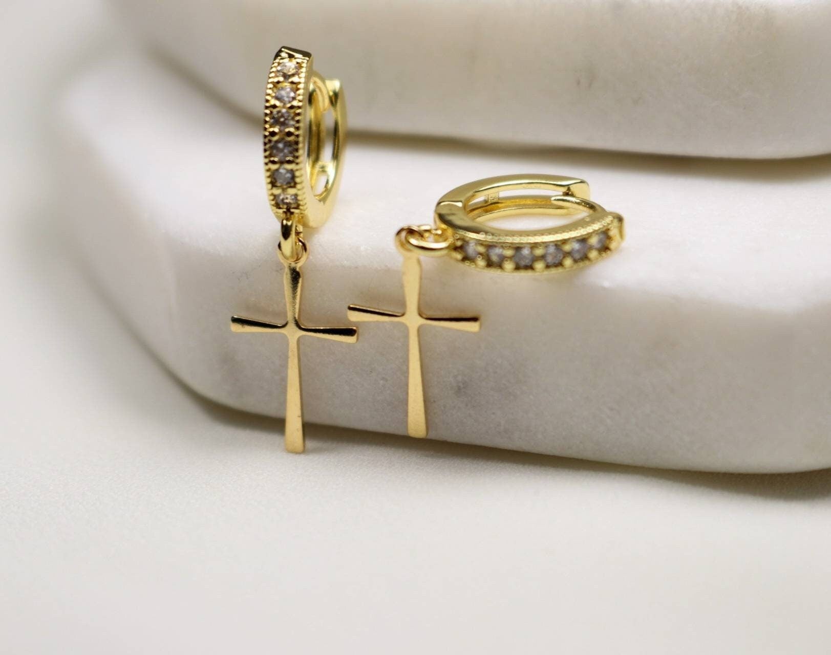 Cross Hoop earrings, Huggie hoop earrings, Small hoop earrings, Mini Hoop earrings, Tiny Hoop Earrings, Gold filled hoops, Dainty Hoops