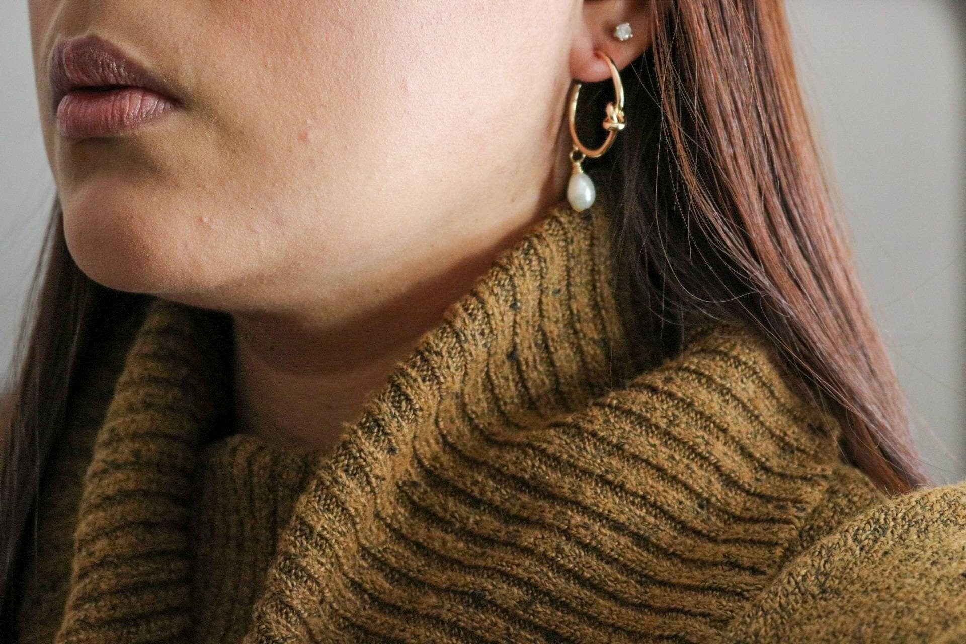 Crystal hoop earrings, gold thin hoops, minimalistic hoop earrings,pearl gifted earring,gifted-rose quartz, giftful valentines,gift for- her