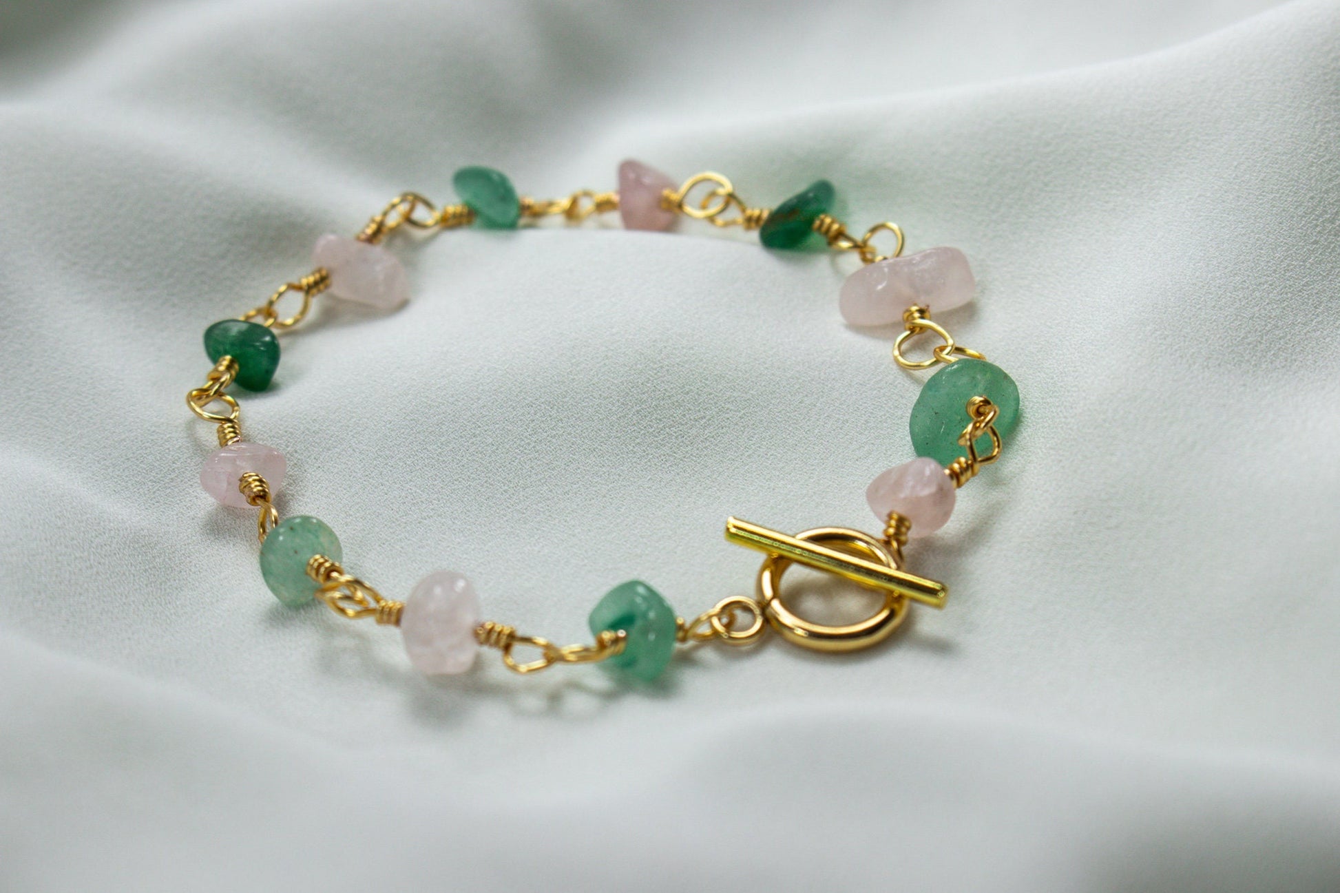Rose Quartz Green Aventurine Bracelet, Rose Quartz Stone, Protection Natural Rose Quartz Bracelet, natural rose quartz, christmas  gifted