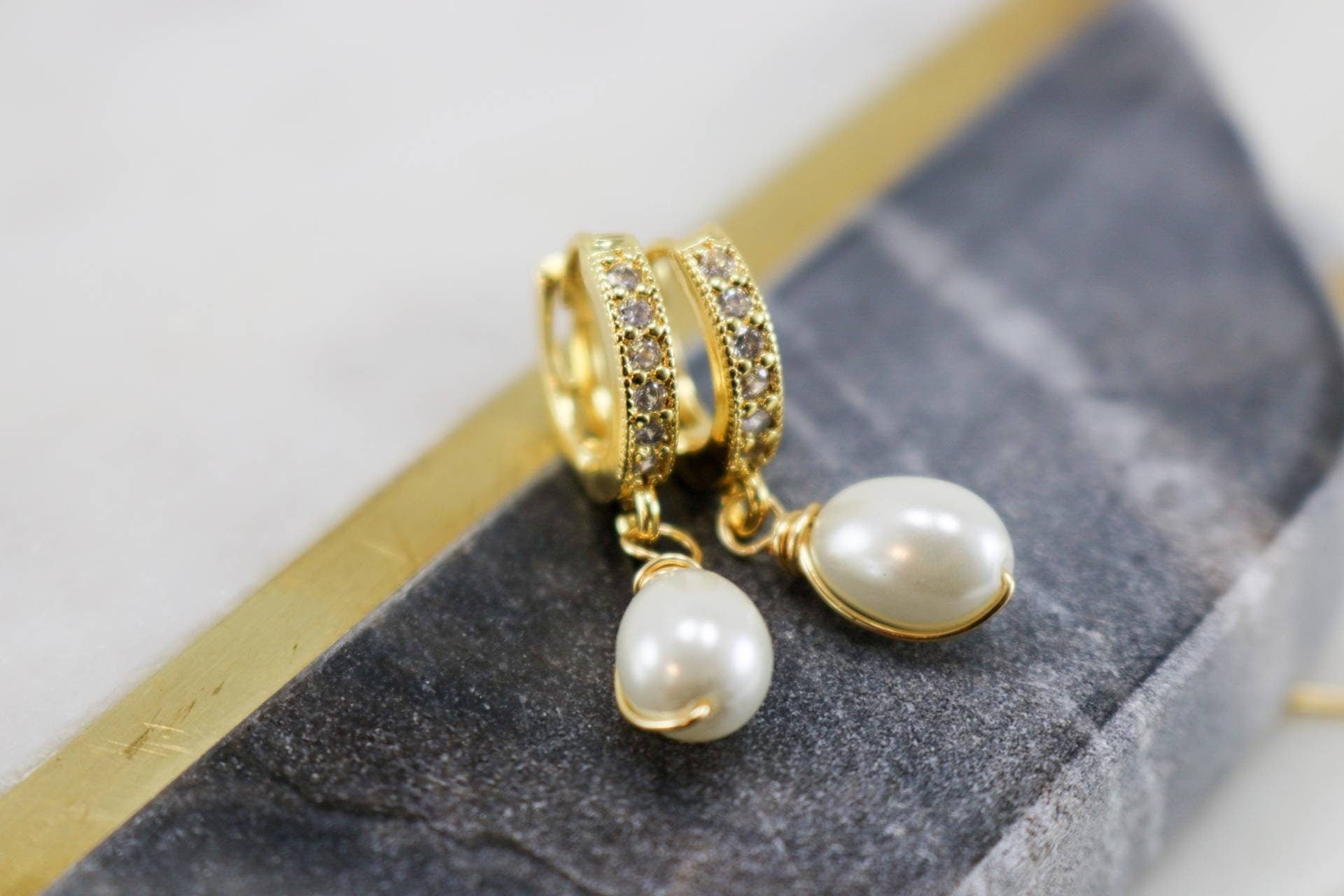 Pearl Huggie Hoops, huggie hoop earrings, pearl drop earrings, pearl huggie hoops, bridesmaid gift, mothers days gift, mother daughter gift
