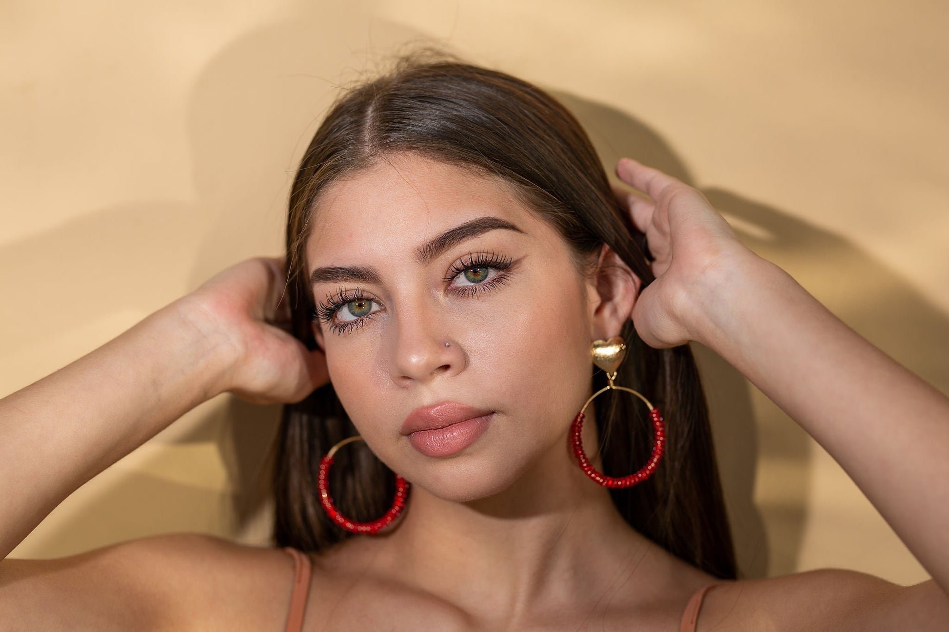 Chunky hoop earrings, Beade earrings,Thick hoop earrings, Gold filled hoop earrings, chunky gold earrings hoops, summer earrings hoops,