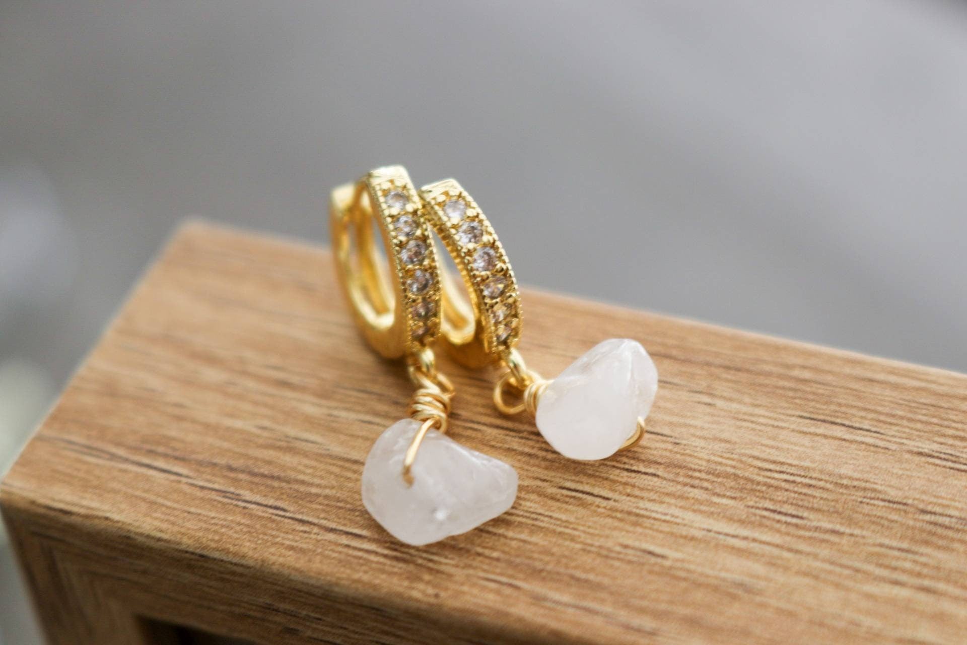 Gold hoop earrings dainty, minimalistic earring, stoned earrings, huggi hoop earring, gifting gifted mom, gift for- her, giftful sister