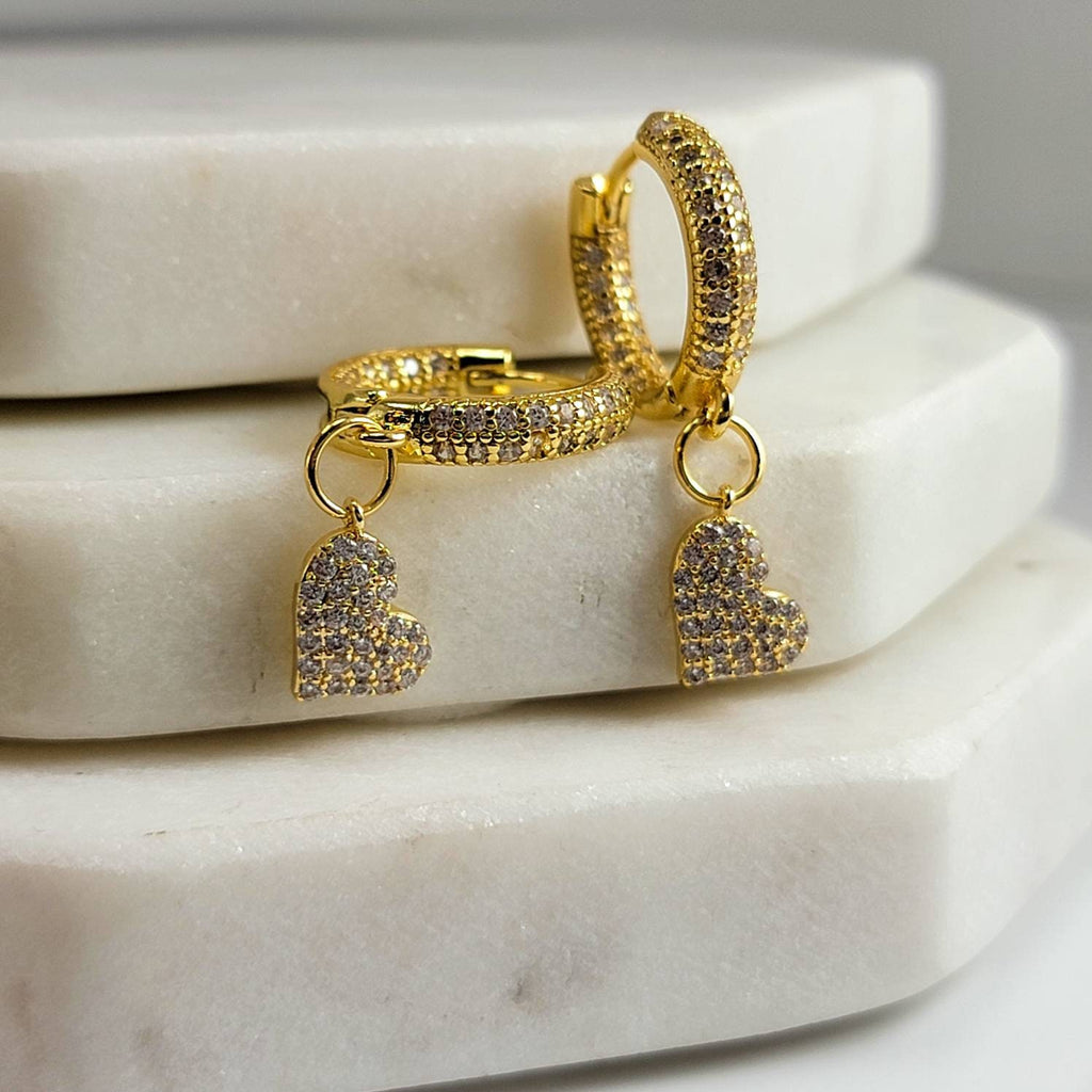 Heart hoop earrings, Gold minimalistic earrings, Dainty hoop huggie earrings, valentin earrings, anniversary gifte, giftful gifted gift
