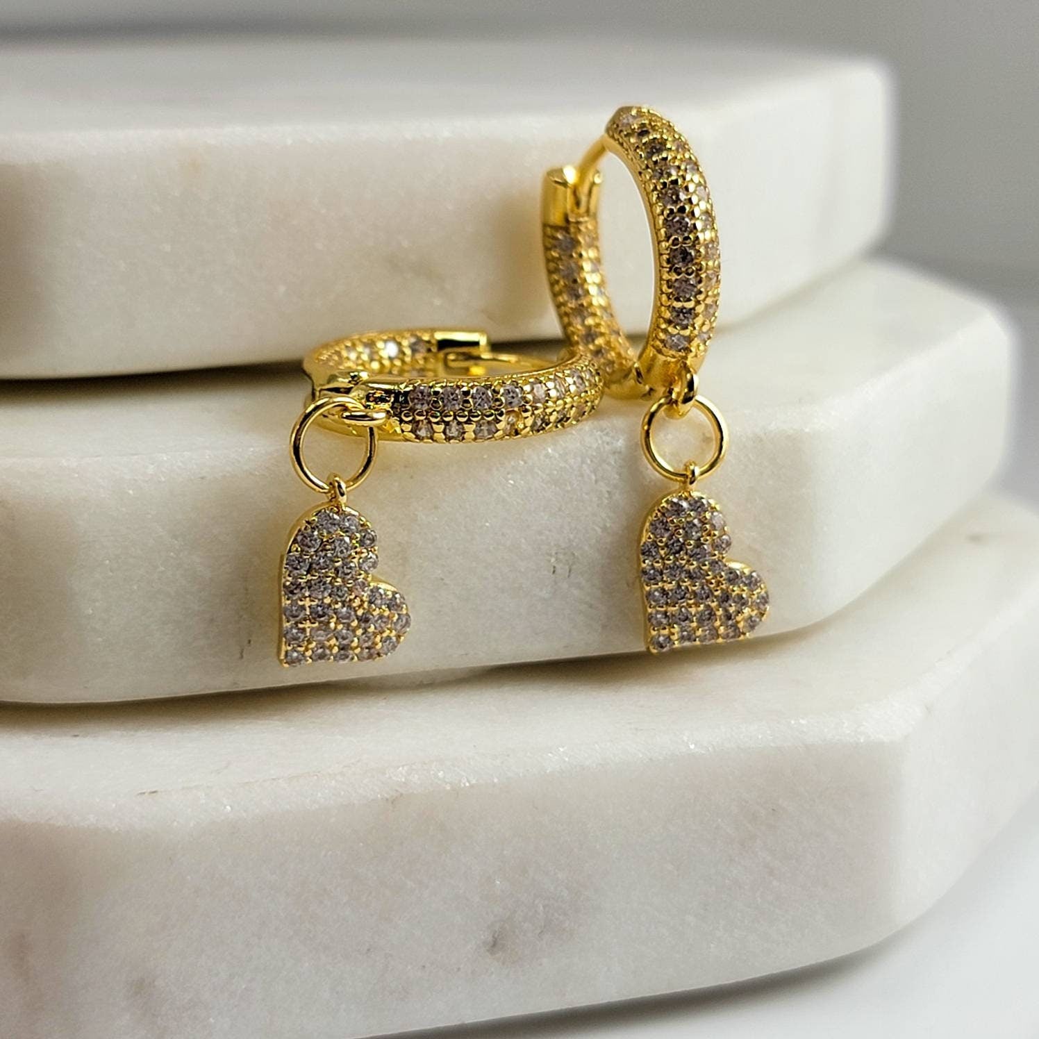 Heart hoop earrings, Gold minimalistic earrings, Dainty hoop huggie earrings, valentin earrings, anniversary gifte, giftful gifted gift