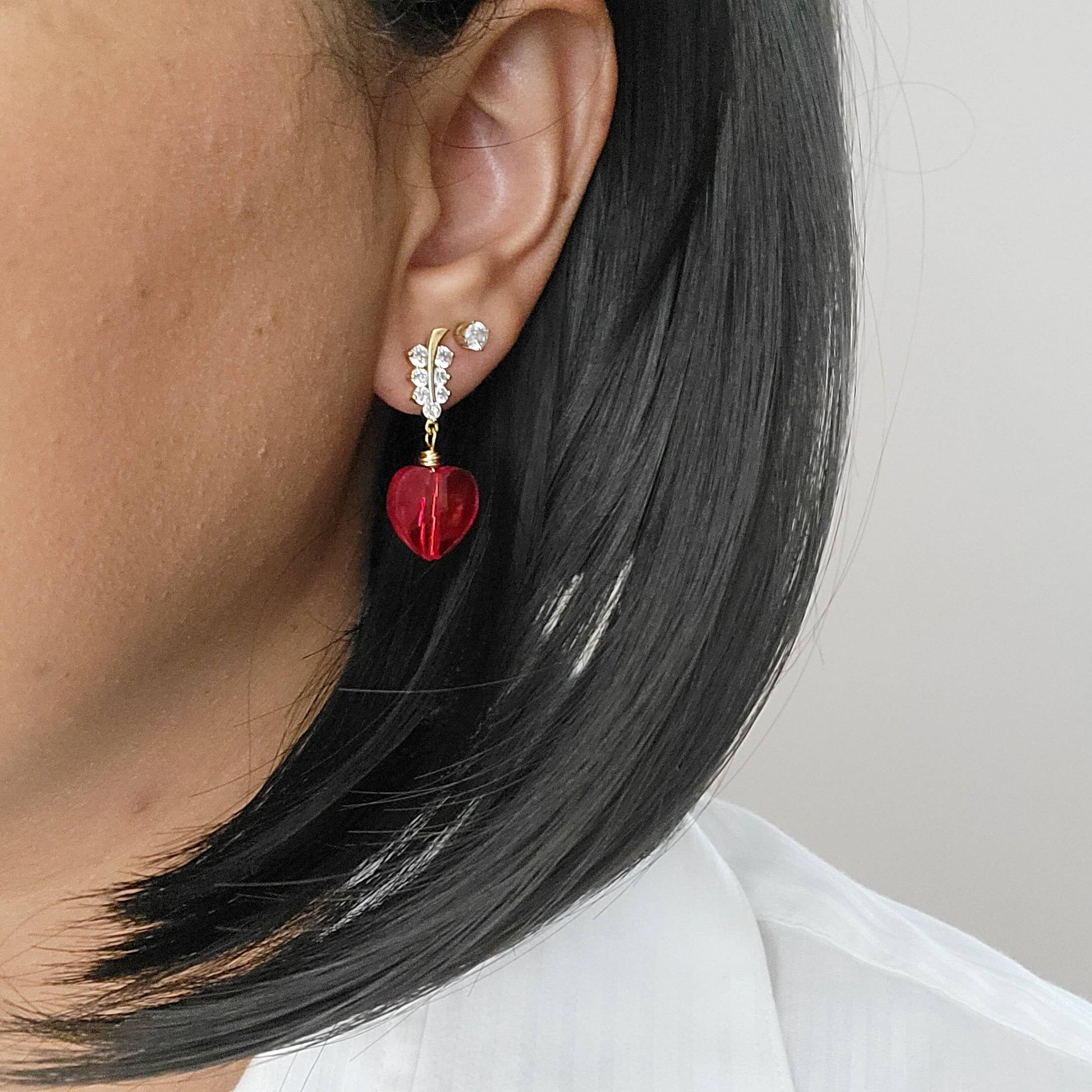Heart earrings, Heartful earrings, valentins earrings, dropping earring, minimalistic earrings, valentine earrings gifted, gifted earrings