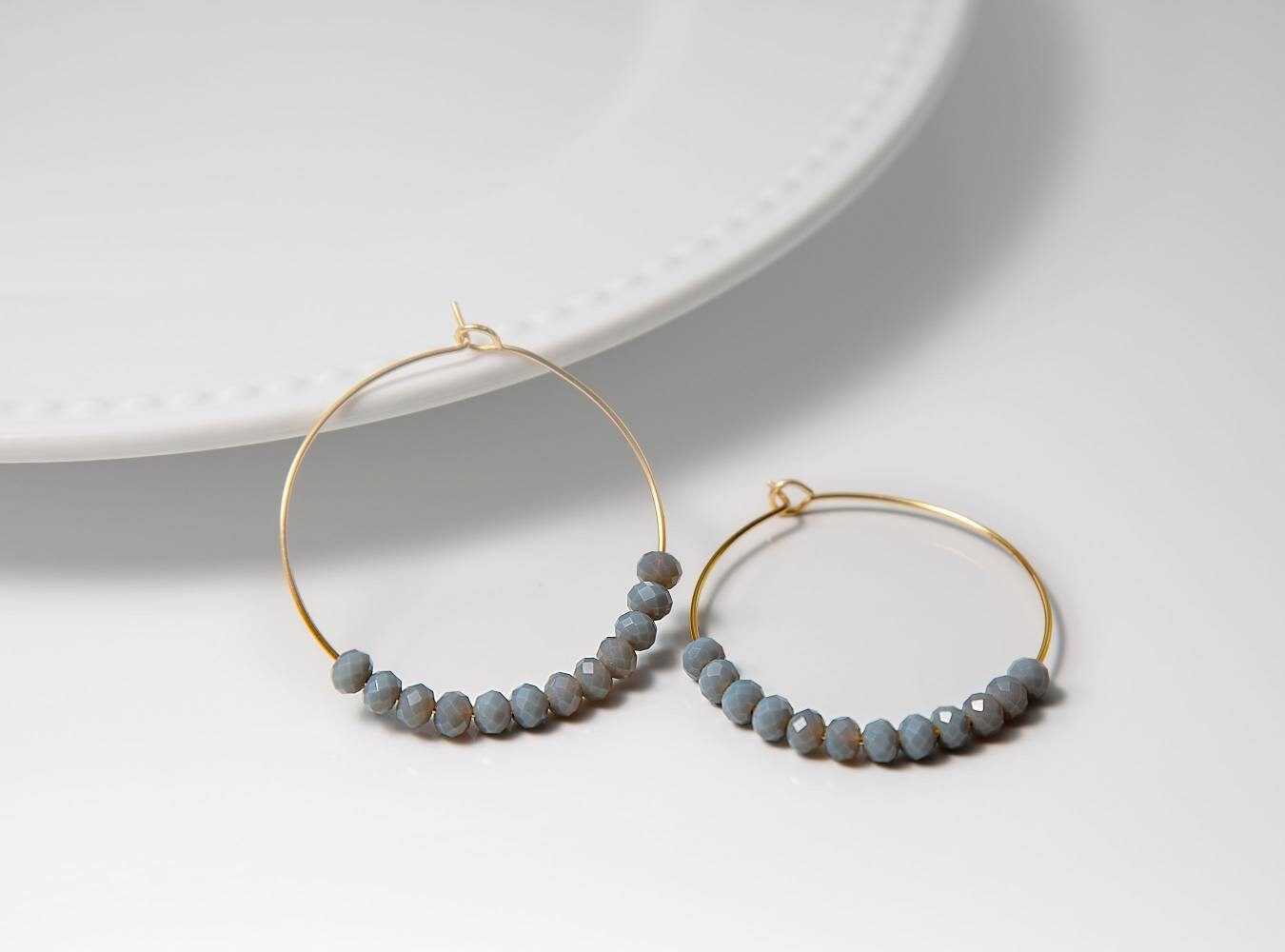 Large Crystal hoop earrings, Gold filled hoop earrings, Thin hoop earrings, Dainty hoop earrings, minimalistic earrings, earrings gifted