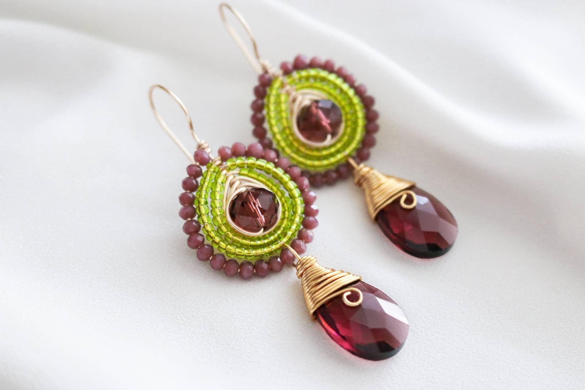 Bead Dangle Earrings, Bead drop earrings, Seed bead earrings, native earrings, miyuki bead earrings, miyuki earrings, wire wrapped earring