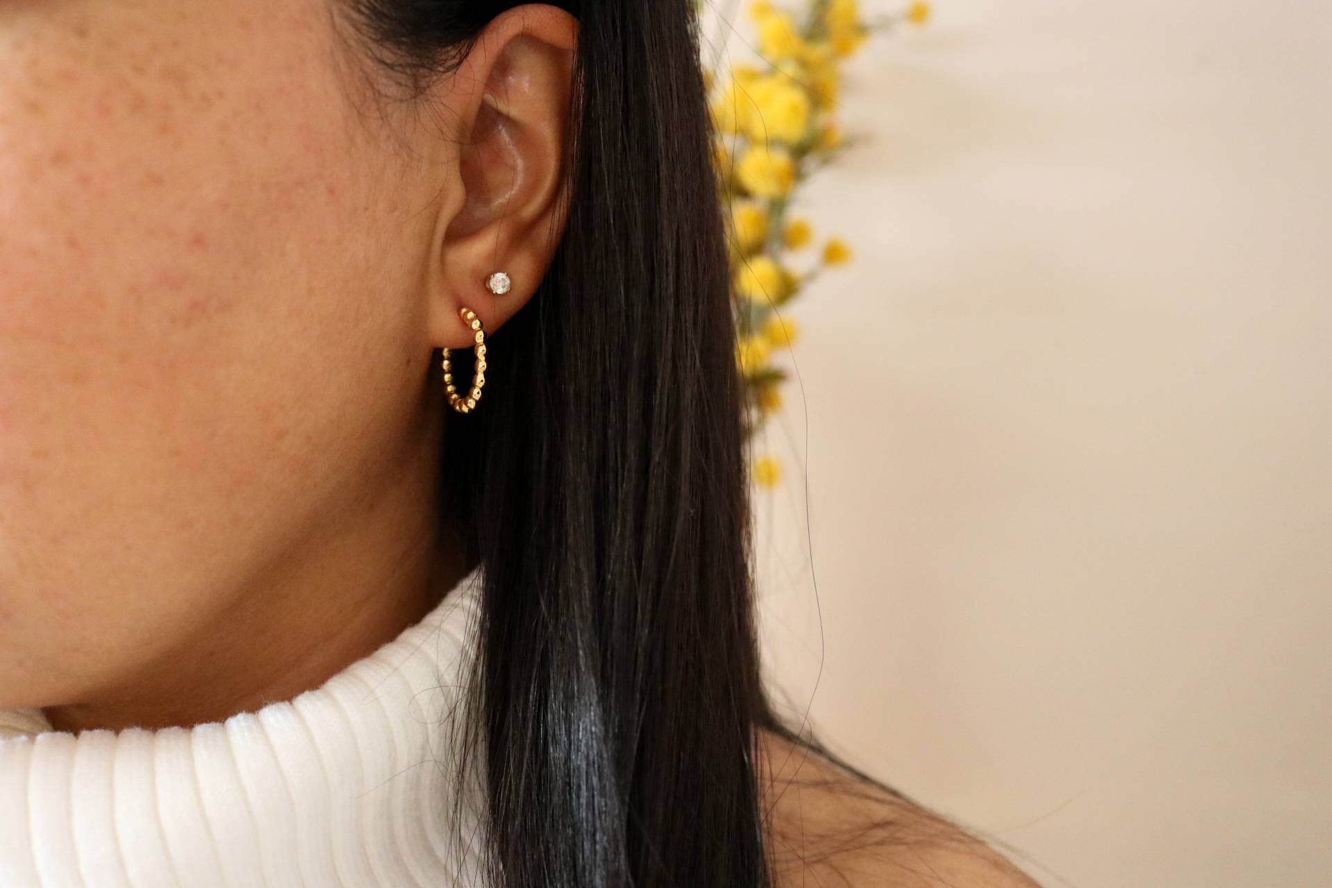 Dainty hoops earring, tiny small hoop, Ball Hoop Earrings,earring hoop thin,minimalistic earrings, small hoop earrings huggies,gift for- her