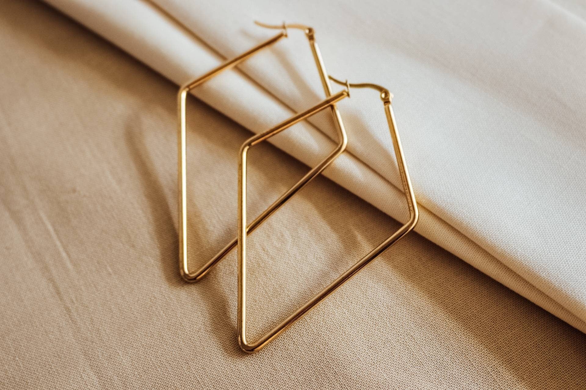 Rhombus hoop earrings, Thin gold hoops, Large geometric earrings,Gold filled hoops, Light Weight Earrings, giftful daughter, gift for- her