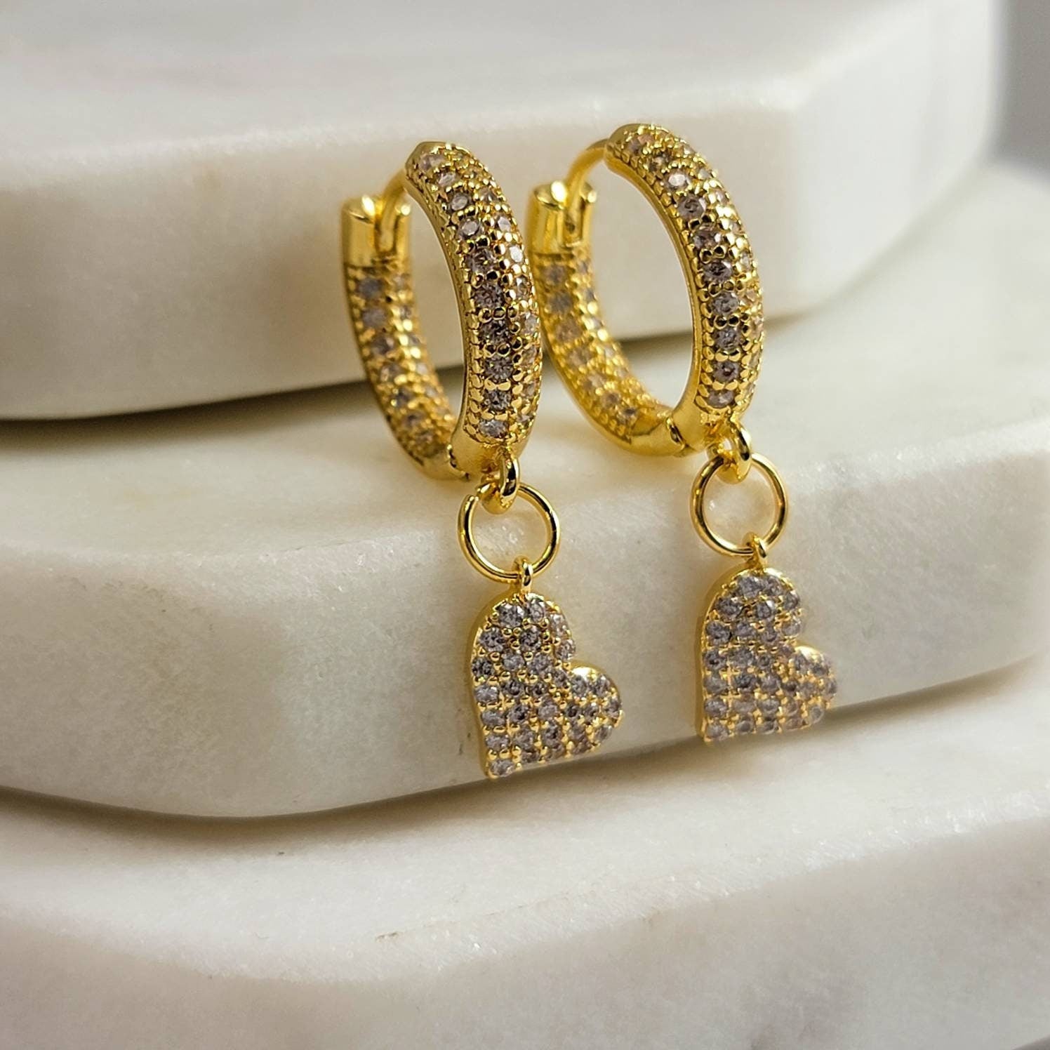 Heart hoop earrings, Gold minimalistic earrings, Dainty hoop huggie earrings, valentin earrings, anniversary gifte, giftful gifted gift