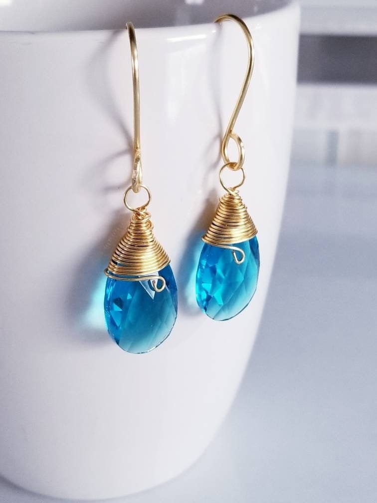 Sky blue tear drop earrings, Bridal earrings, something blue, Teardrop earrings, bridal blue earrings, blue drop earrings, light blue earrings