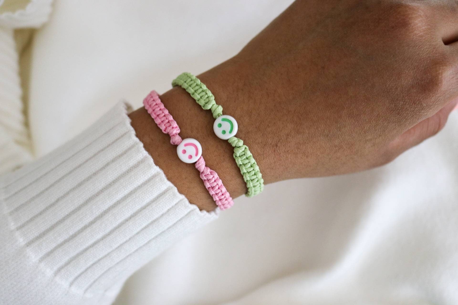 Smiley Face Macrame Bracelet, The Be Happy Bracelet, Smiley Face Bracelet, Smile Bracelet, Smiley Face Beaded Bracelet, Happy Bracelet