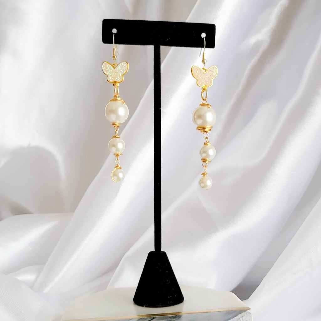 Pearl Drop Earrings, Long Pearl Earrings, Multiple Pearl, Threader Earring, Large pearl earrings, Bridal Pearl Earrings, Wedding Earrings