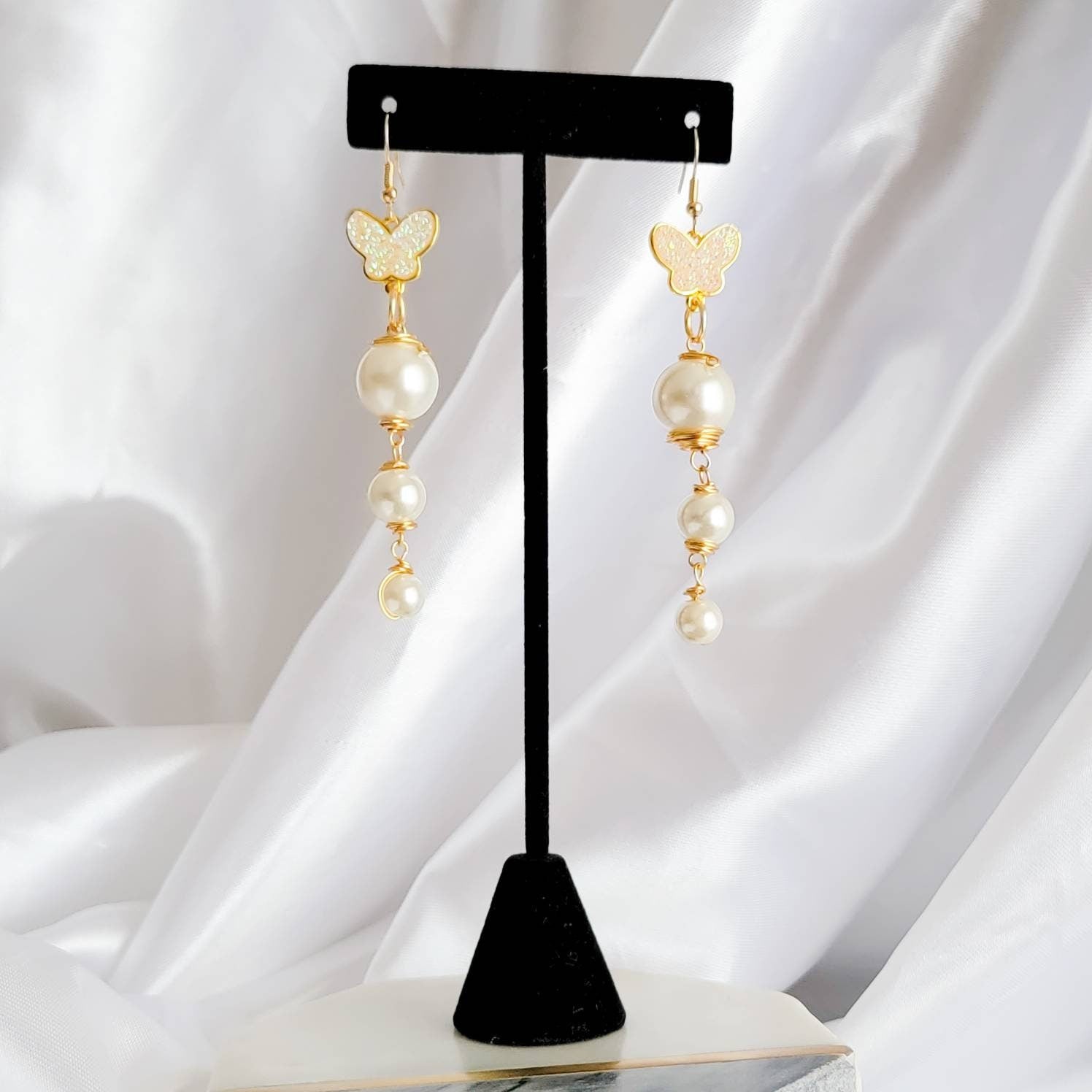 Pearl Drop Earrings, Long Pearl Earrings, Multiple Pearl, Threader Earring, Large pearl earrings, Bridal Pearl Earrings, Wedding Earrings